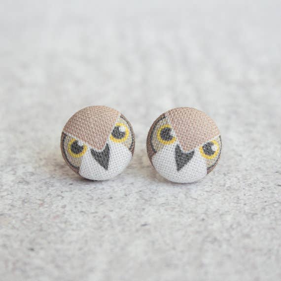 Owl Fabric Button Earrings | Handmade in the US - Image 6