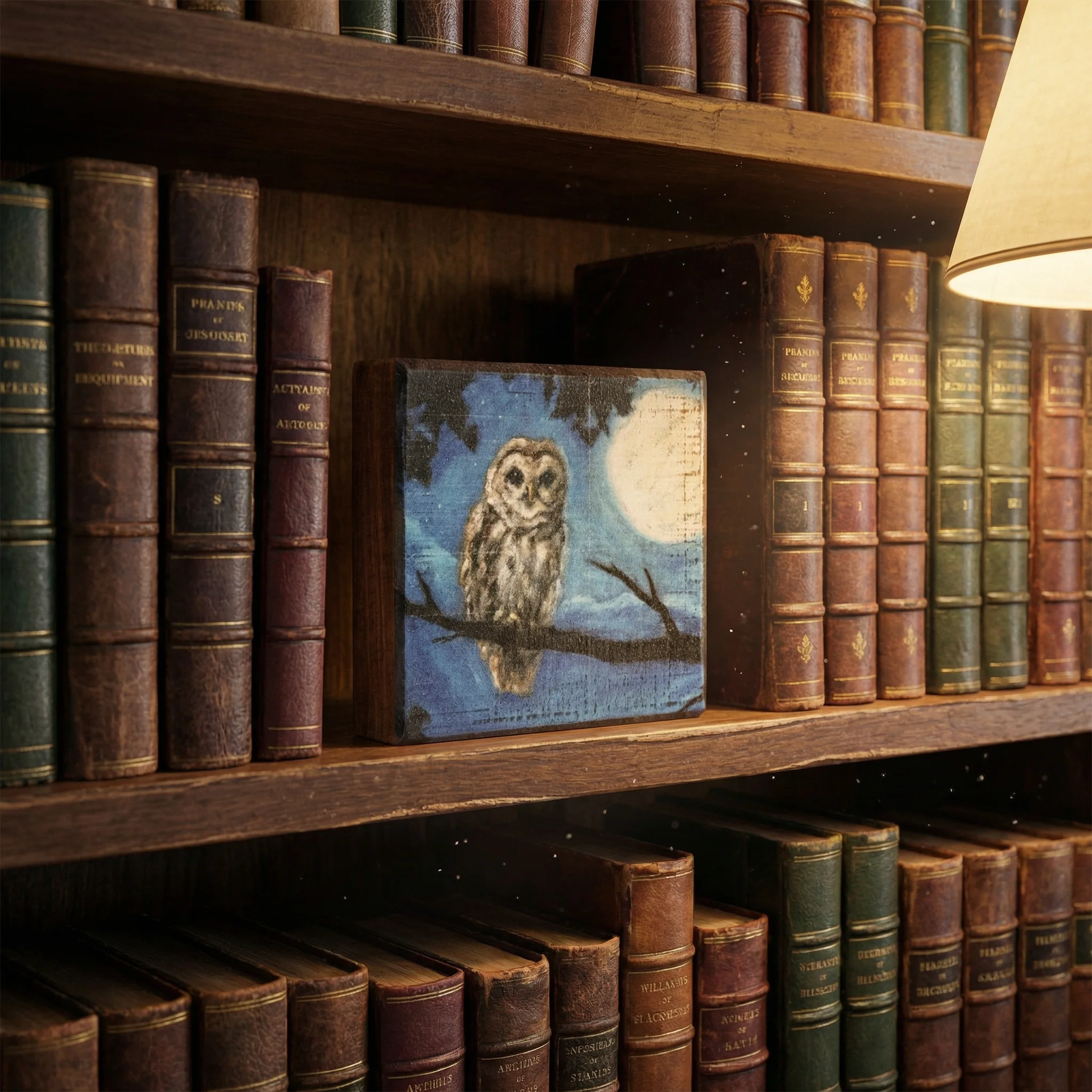 Moody Owl Wooden Block Sign | Dark Academia Celestial Rustic Wall Décor 4" x 4" x 1" - Image 6