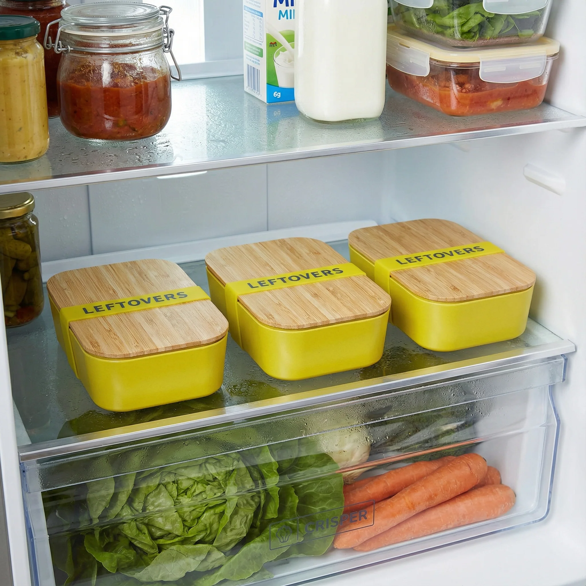 Set of 3 Leftovers Bamboo Lunch Box in Vivid Yellow | Eco-Friendly and Sustainable | 7.5" x 5" x 2" - Image 12