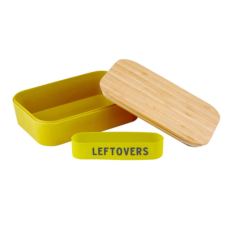 Set of 3 Leftovers Bamboo Lunch Box in Vivid Yellow | Eco-Friendly and Sustainable | 7.5" x 5" x 2" - Image 4