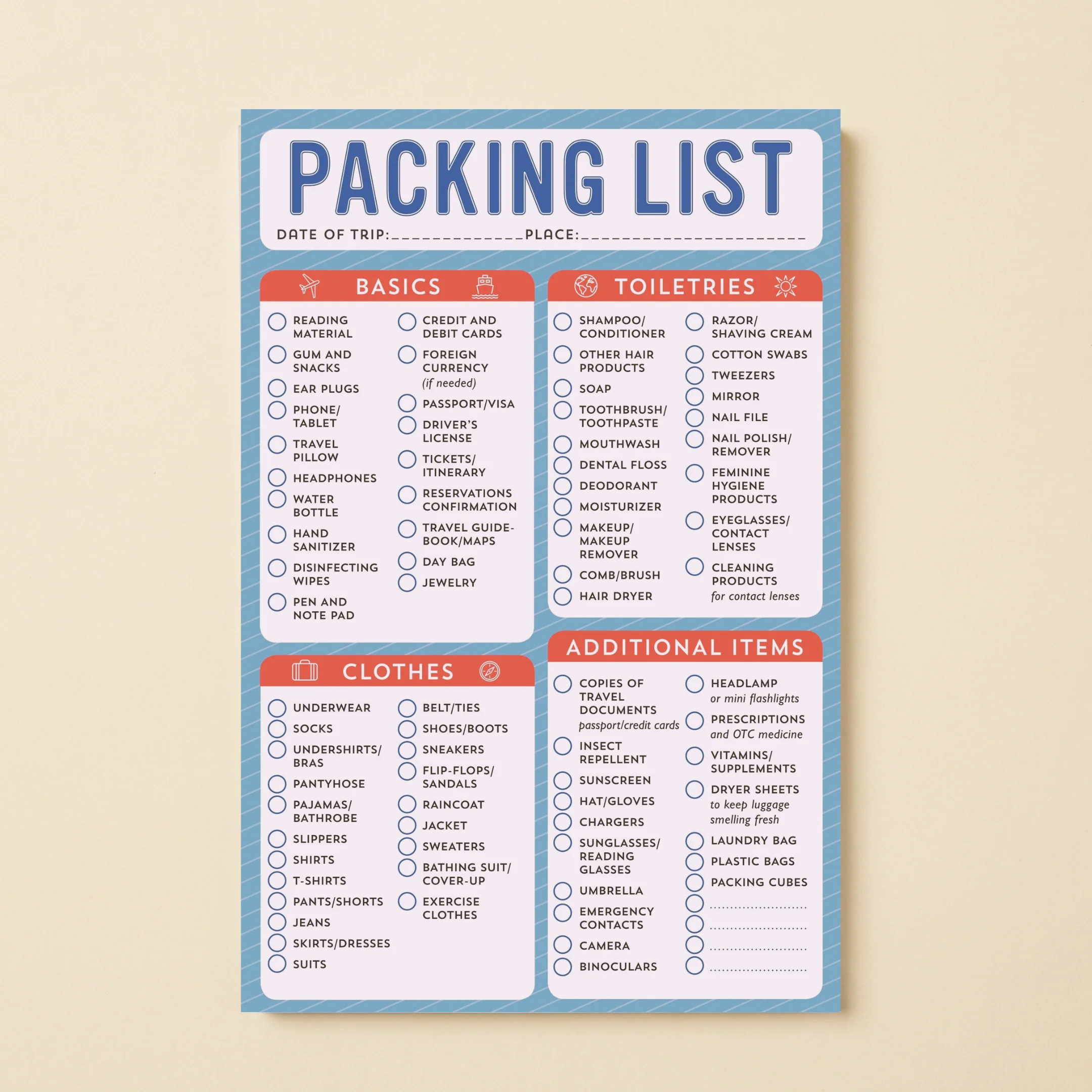 Packing List Note Pad | 60 Tearable Sheets 6" x 9" Stationery List Pad