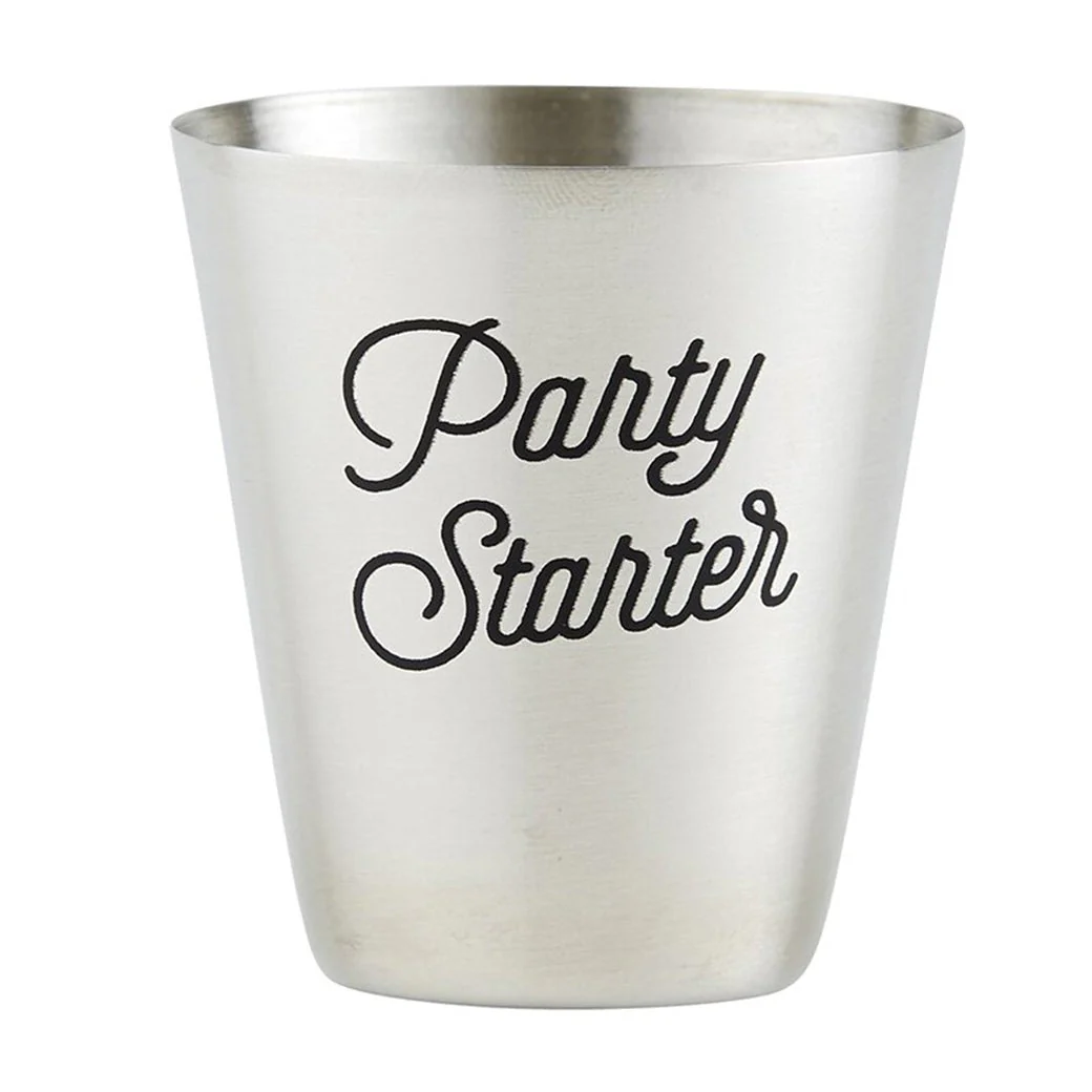 Party Starter Stainless Steel Shot Cups | Set of 4 Shot Glasses in Gift Bag - Image 4
