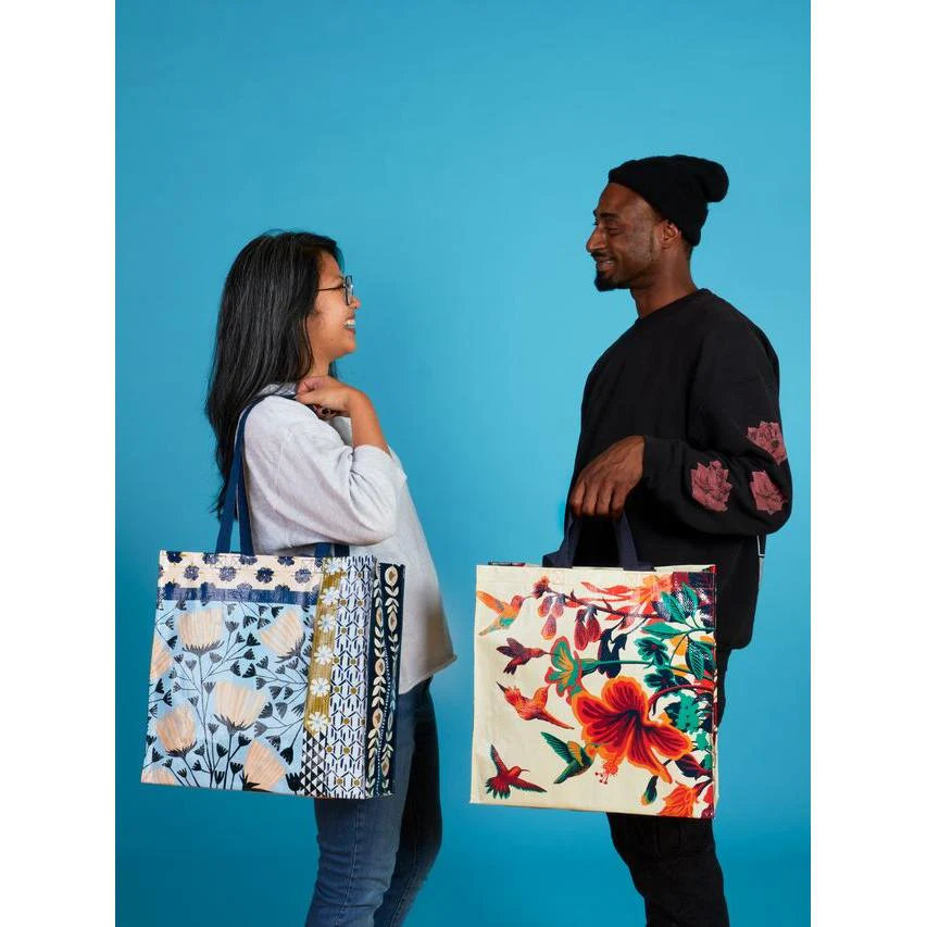 Patchwork Shopper Tote Bag | Post Consumer Material Shopping Bag | 16" x 15" | BlueQ at GetBullish - Image 2