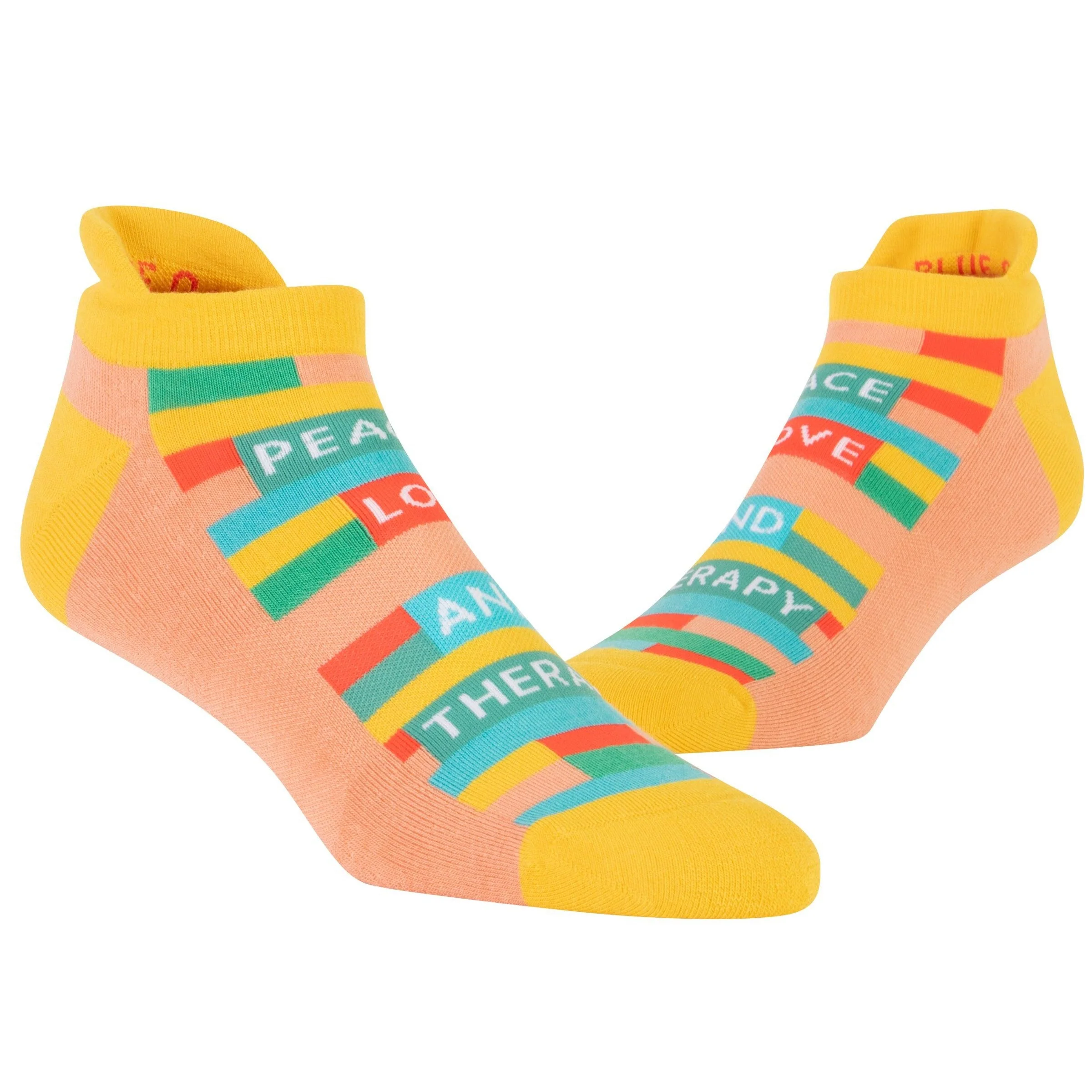 Peace Love and Therapy Women's or Unisex Sneaker Socks [2 Size Options] | BlueQ at GetBullish - Image 2