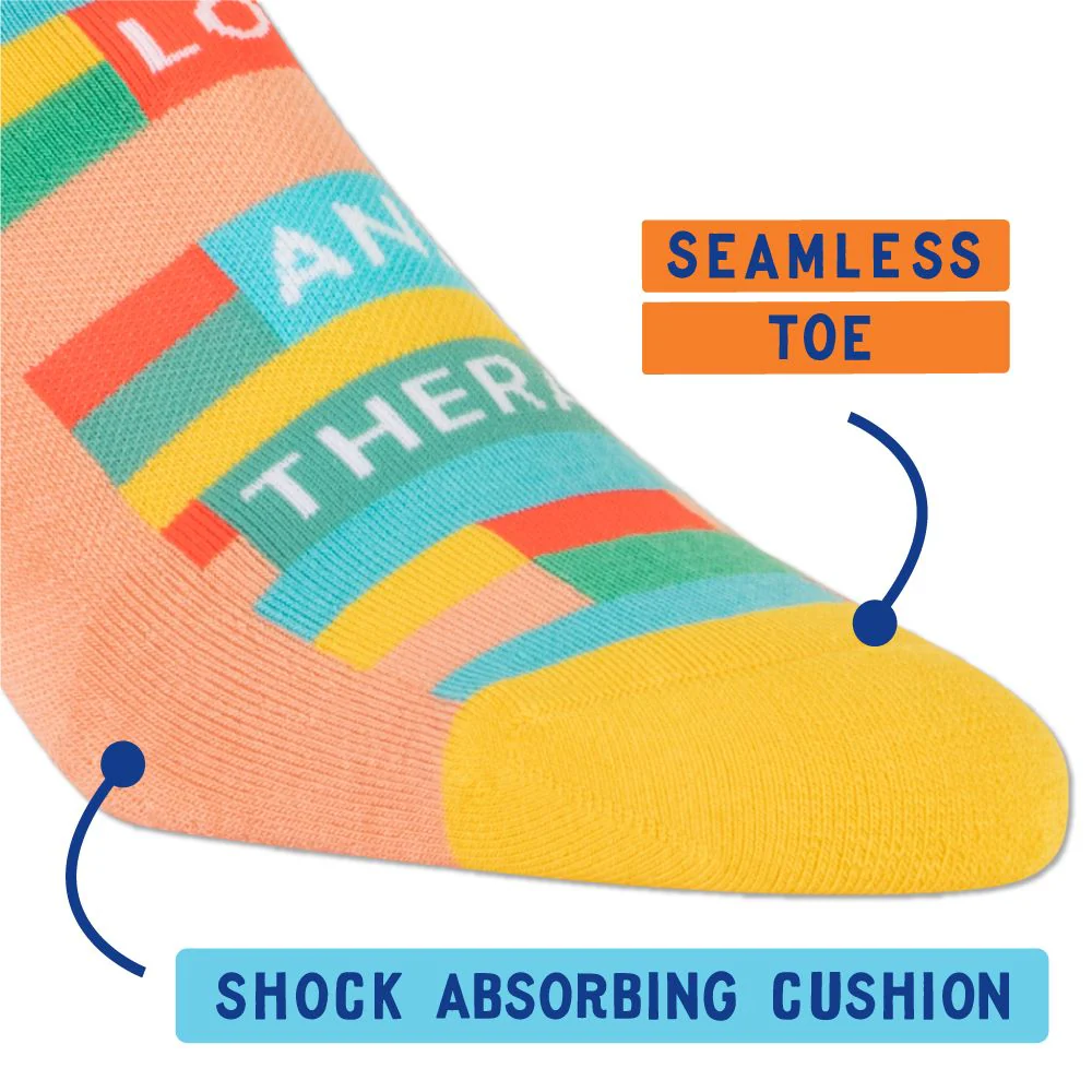 Peace Love and Therapy Women's or Unisex Sneaker Socks [2 Size Options] | BlueQ at GetBullish - Image 5
