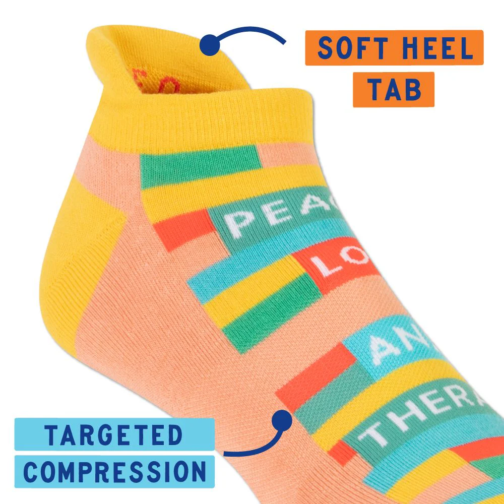 Peace Love and Therapy Women's or Unisex Sneaker Socks [2 Size Options] | BlueQ at GetBullish - Image 6