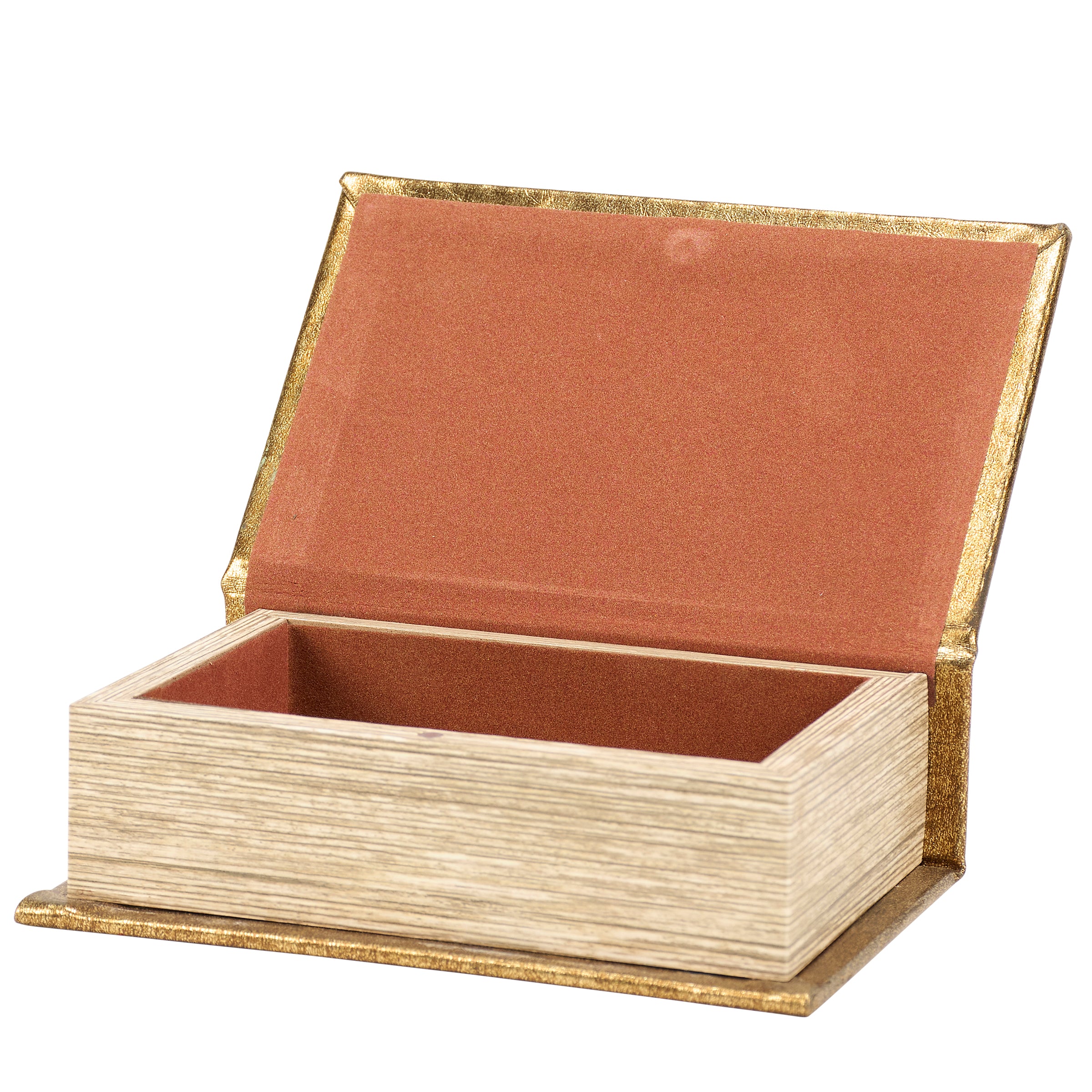 Peacock Metallic Gold Vintage Book Box | Faux Leather Wrap Book Shaped Storage Stash Trinket Box - Image 3