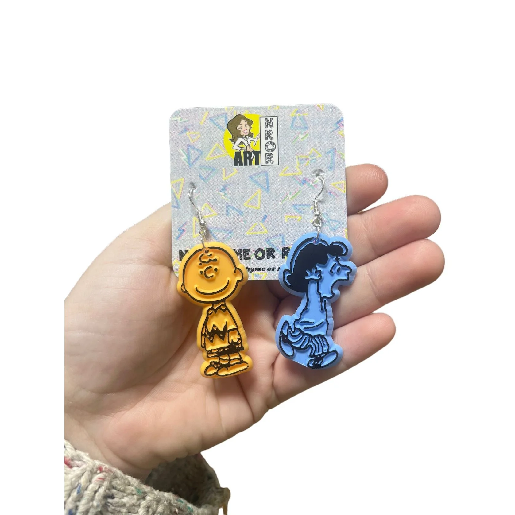Peanuts Charlie Brown and Lucy Vintage Earrings | Mismatched Dangle Fashion Jewelry - Image 2