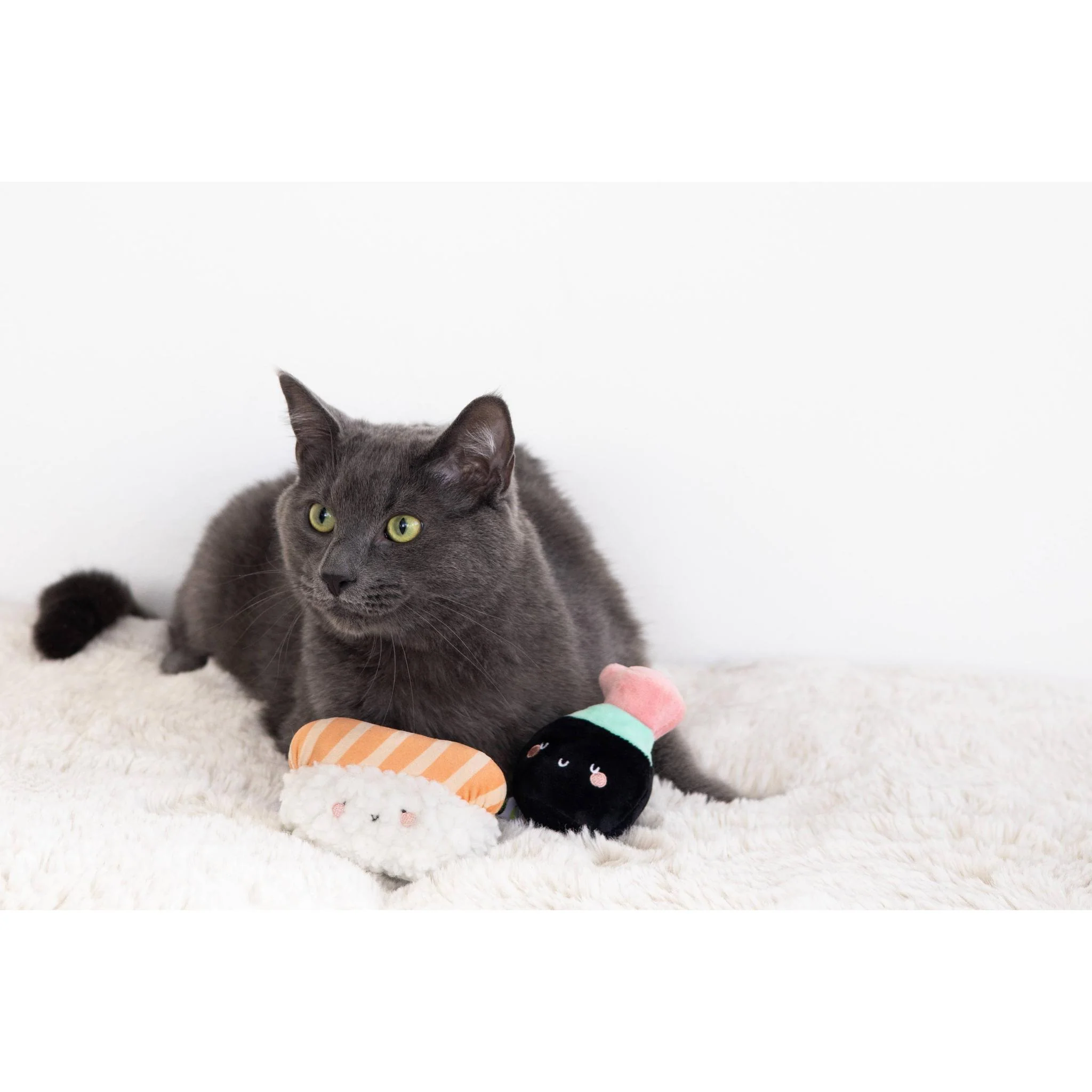 Soy Sauce and Sushi Cat Toy Set | Plush Toys for Pet Lovers | Giftable Cat Stocking Stuffer - Image 2