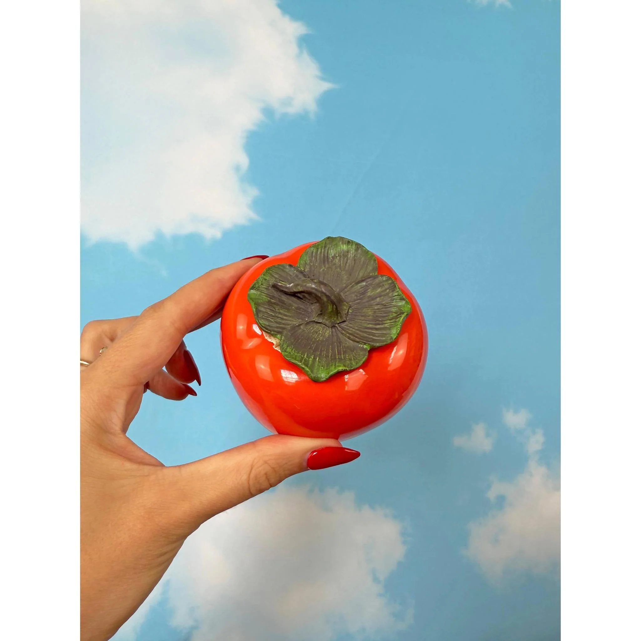 Persimmon Stash Jar | Cute Decorative Storage Jar | Retro Kitsch Home Accent Container - Image 3