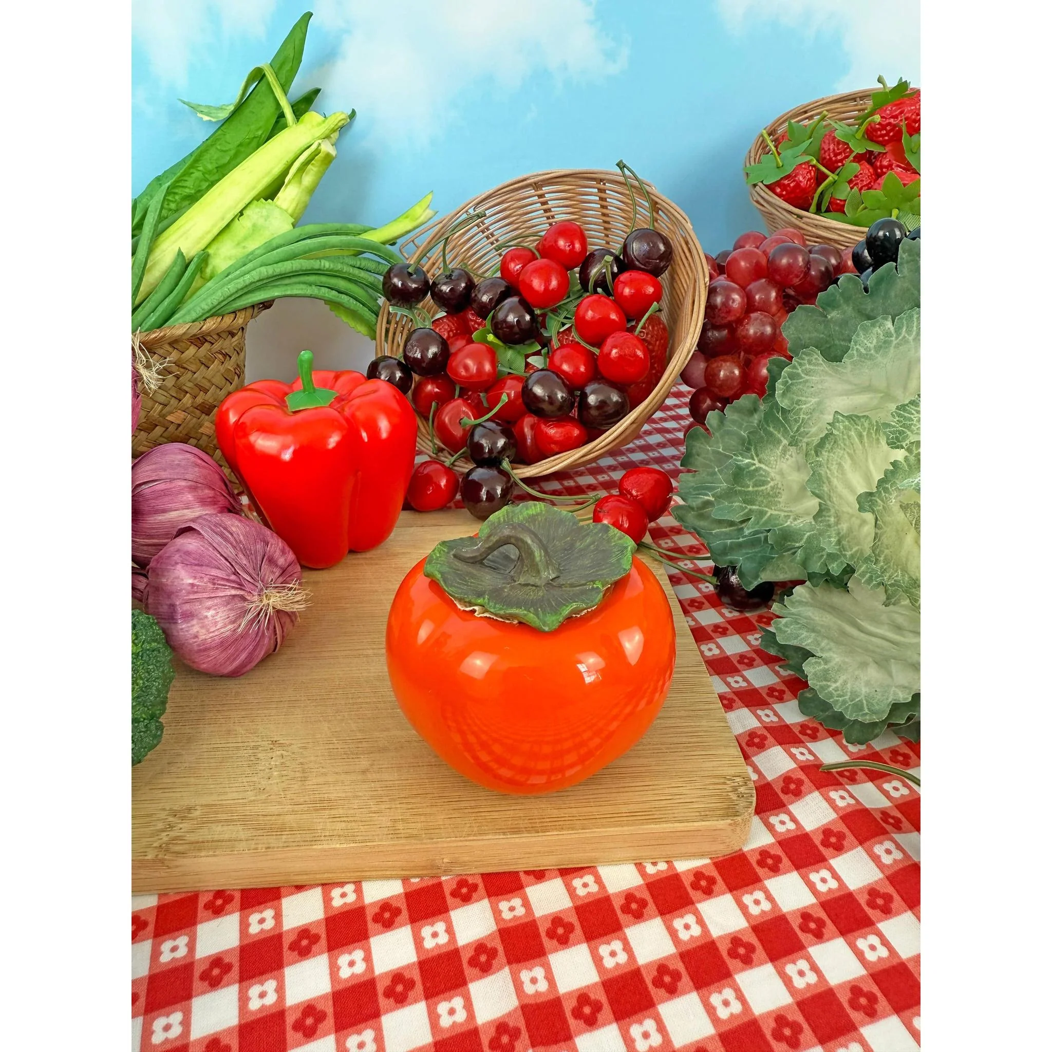 Persimmon Stash Jar | Cute Decorative Storage Jar | Retro Kitsch Home Accent Container - Image 6