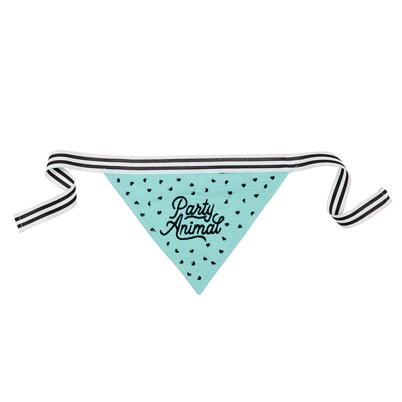 Party Animal Pet Bandana | In Blue With Printed Hearts Designs - Image 3