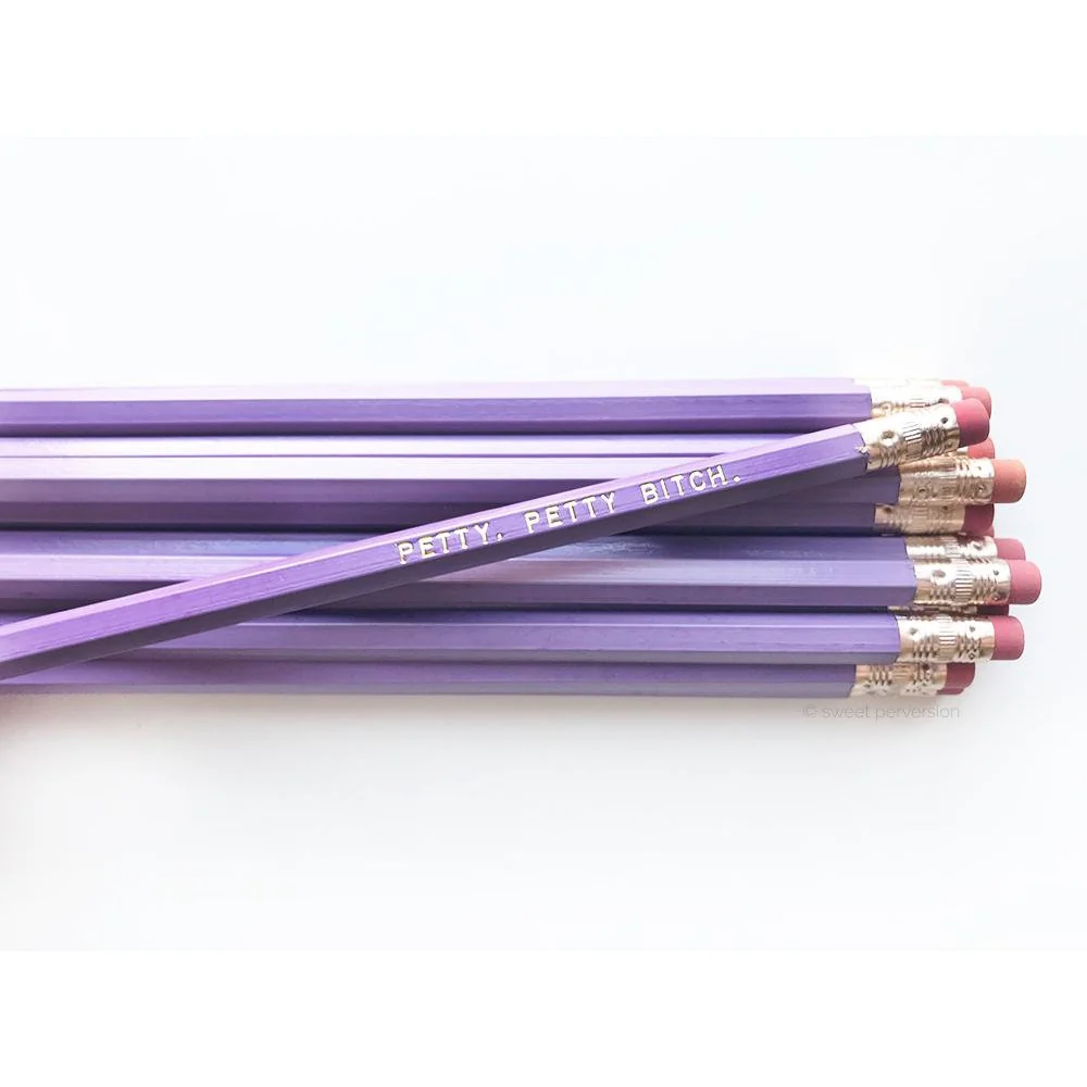 Petty, Petty Bitch Pencil Set in Lilac | Set of 5 Funny Sweary Profanity Pencils - Image 3