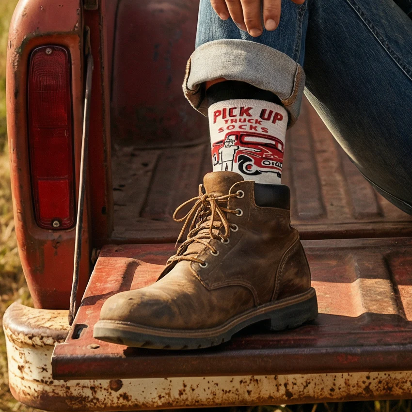 Pick Up Truck 'Til Death Do Us Part Funny Men's Crew Socks | BlueQ at GetBullish - Image 4