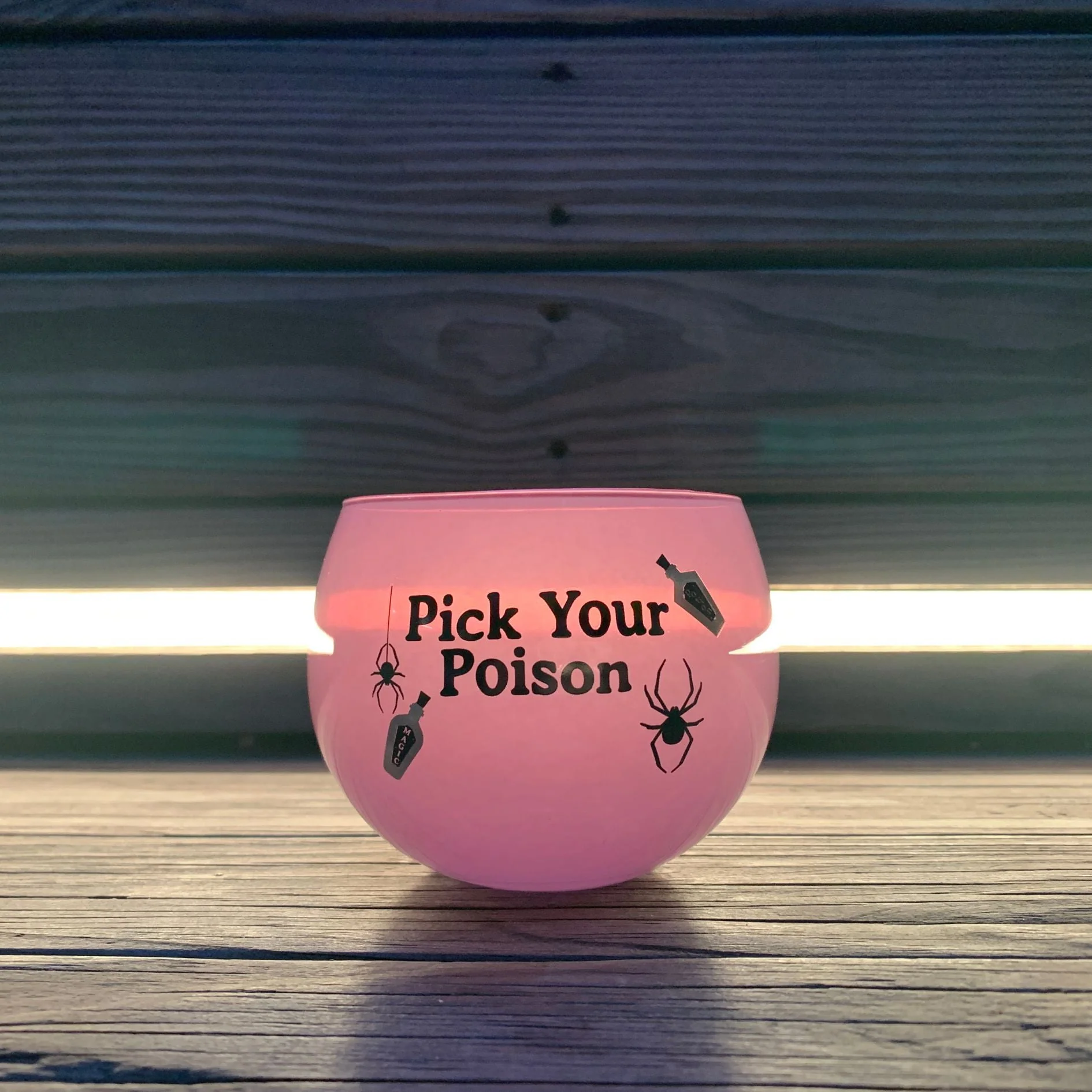 Pick Your Poison Roly Poly Tinted Glass in Pink | 13 oz. | Spooky Goth or Halloween Themed Cup - Image 9