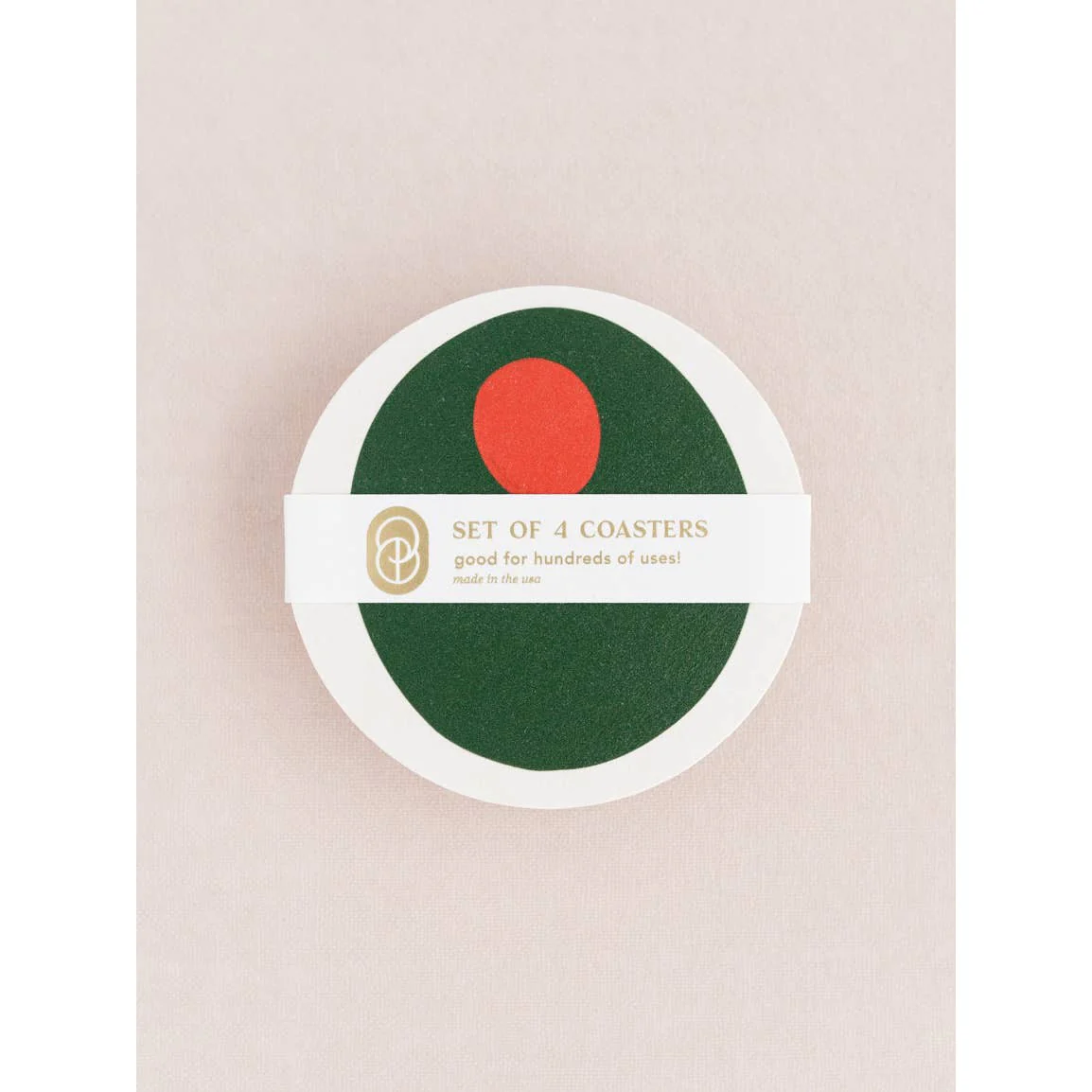 Set of 4 Pimento Olive Coasters | Eco-friendly Wood Pulp - Image 2