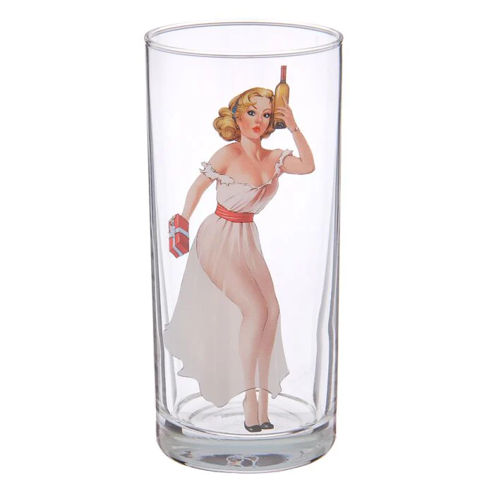 Kischy Pin-up Girls Cocktail Glasses Set of 6 | Retro Ladies Glass Drinkware | 9.5 oz - Image 7