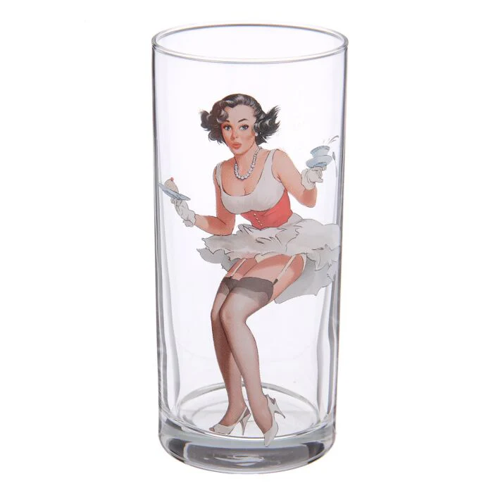 Kischy Pin-up Girls Cocktail Glasses Set of 6 | Retro Ladies Glass Drinkware | 9.5 oz - Image 9