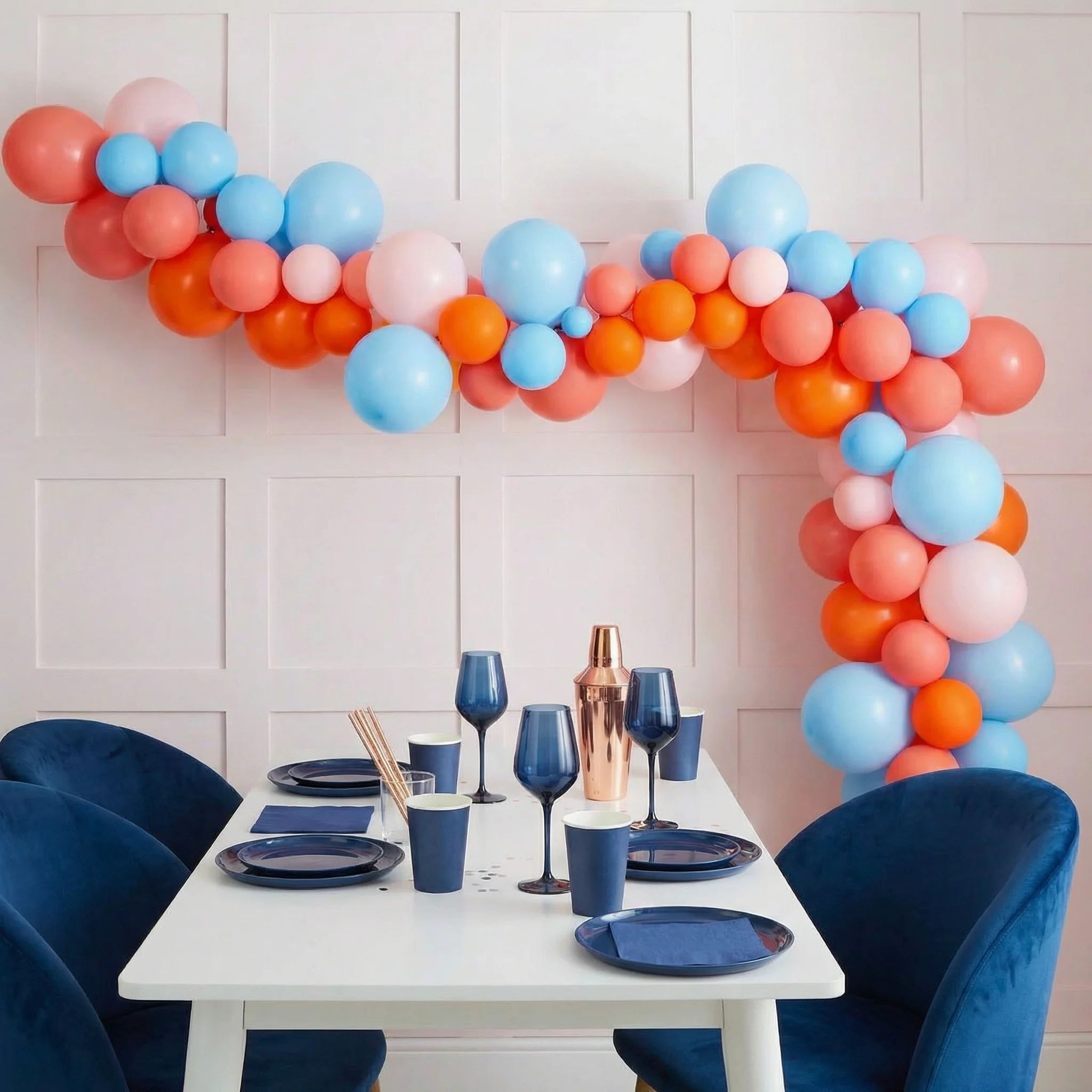 Pink Blue Orange Balloon Arch | 5 ft Party Balloon Garland Kit (60 Pieces) - Image 2