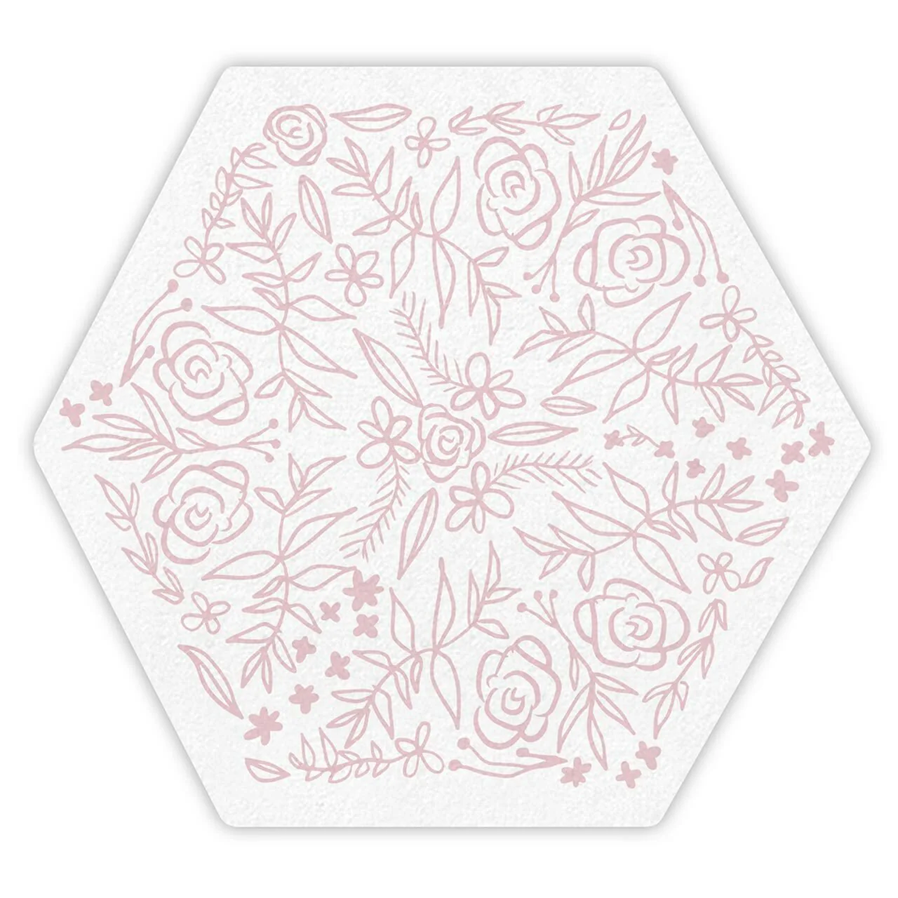 Pink Flowers Hexagon Shaped Die Cut Party/Beverage/Cocktail Napkins