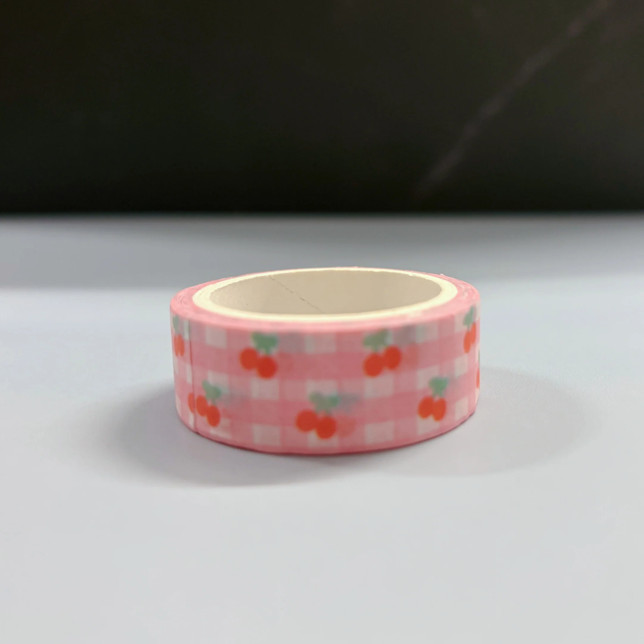 Pink Gingham Cherries Washi Tape | Aesthetic Dopamine Y2K Decorative Masking Tape - Image 2