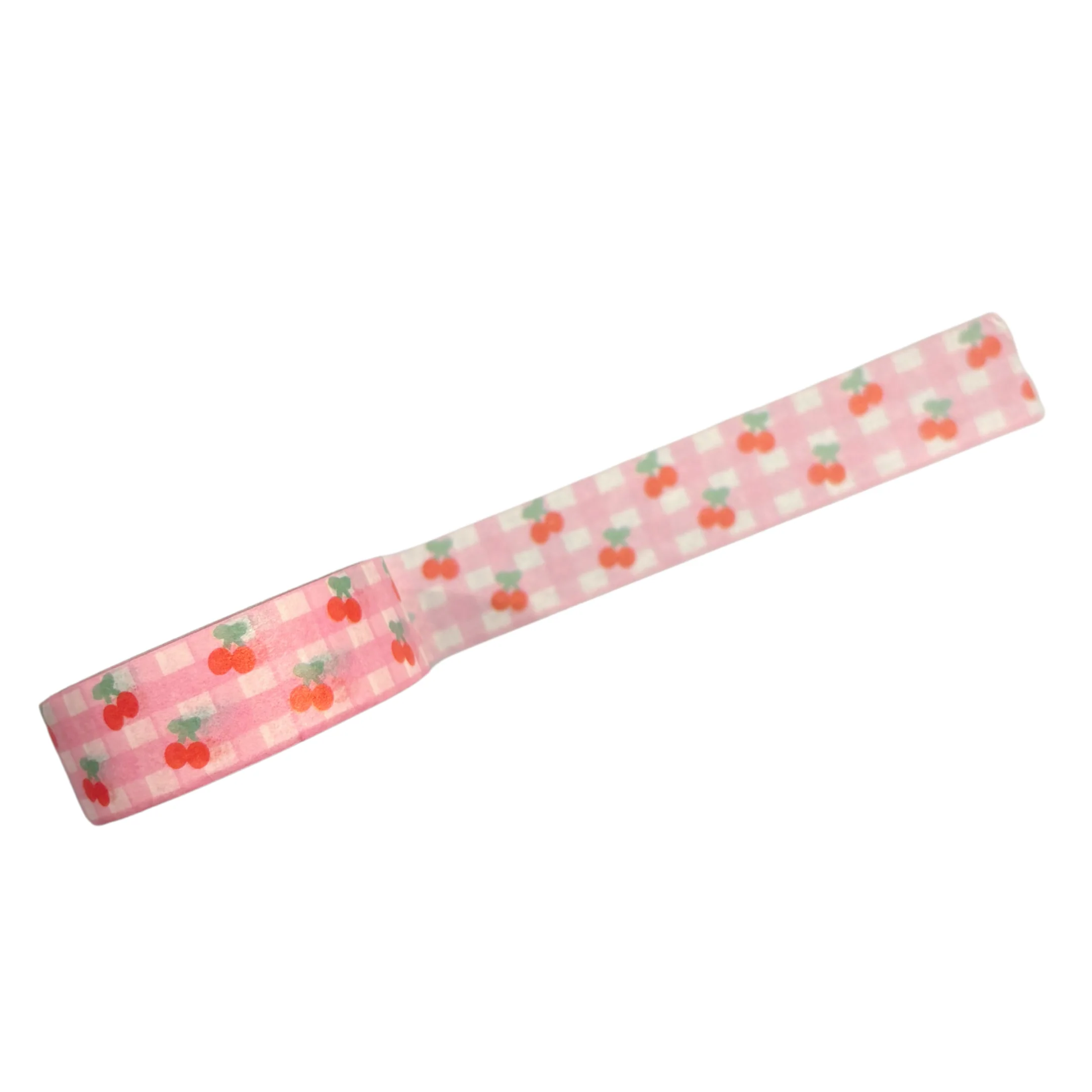 Pink Gingham Cherries Washi Tape | Aesthetic Dopamine Y2K Decorative Masking Tape - Image 3