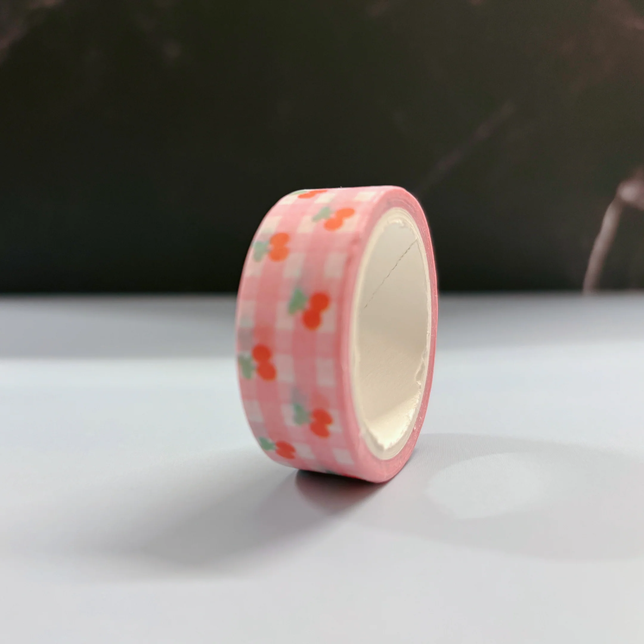 Pink Gingham Cherries Washi Tape | Aesthetic Dopamine Y2K Decorative Masking Tape - Image 4