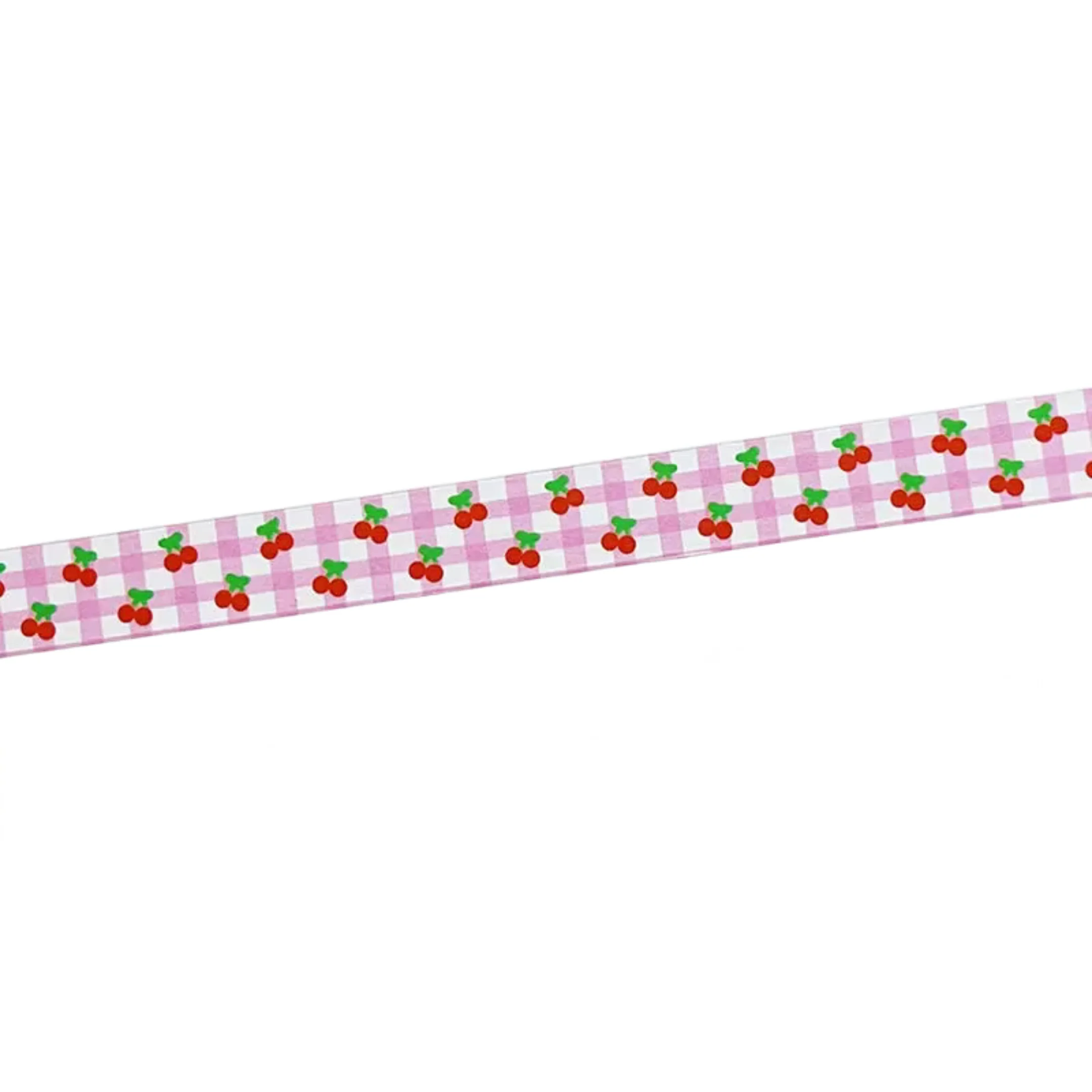 Pink Gingham Cherries Washi Tape | Aesthetic Dopamine Y2K Decorative Masking Tape - Image 5
