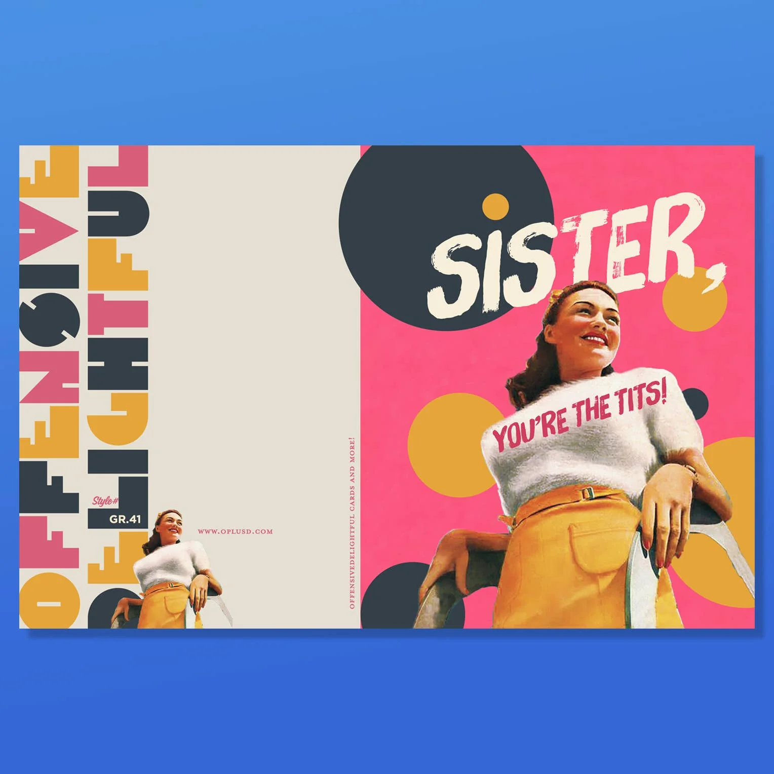 Sister “You’re the Tits!” Encouragement Card | Feminist Pink Empowerment Greeting Card - Image 2