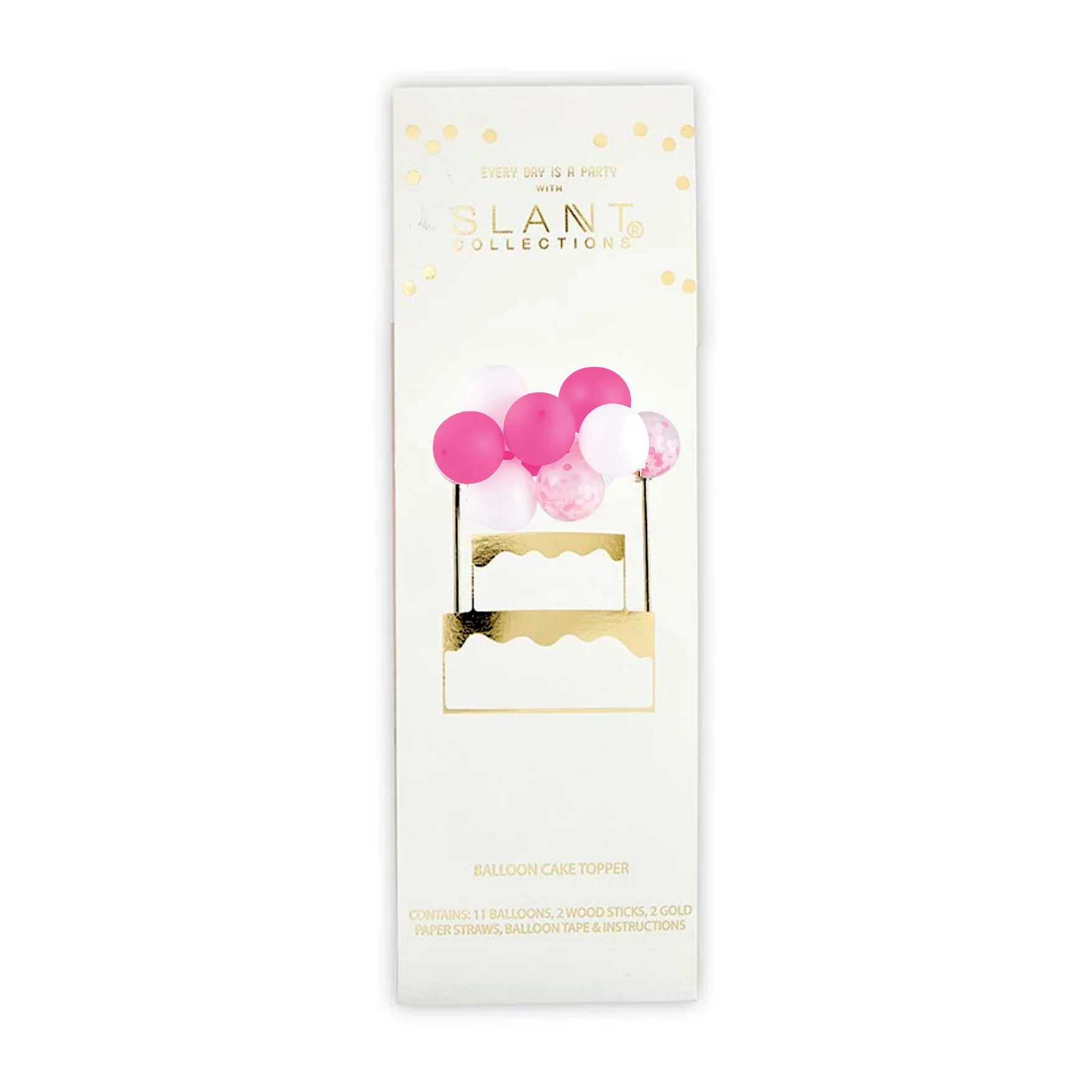 Pink White Balloon Cake Topper | Mini Confetti Balloon Garland - Image 3