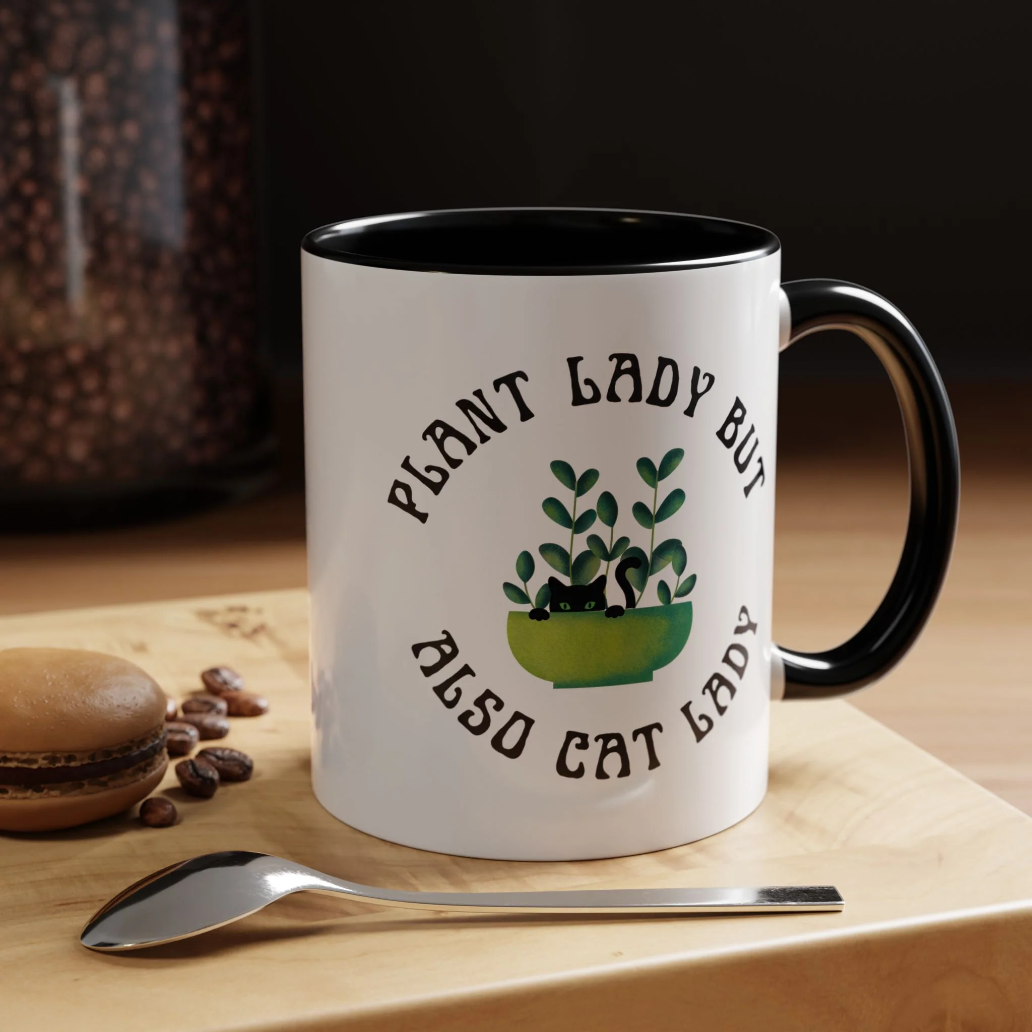 Plant Lady But Also Cat Lady Accent Coffee Mug 11oz - Image 2
