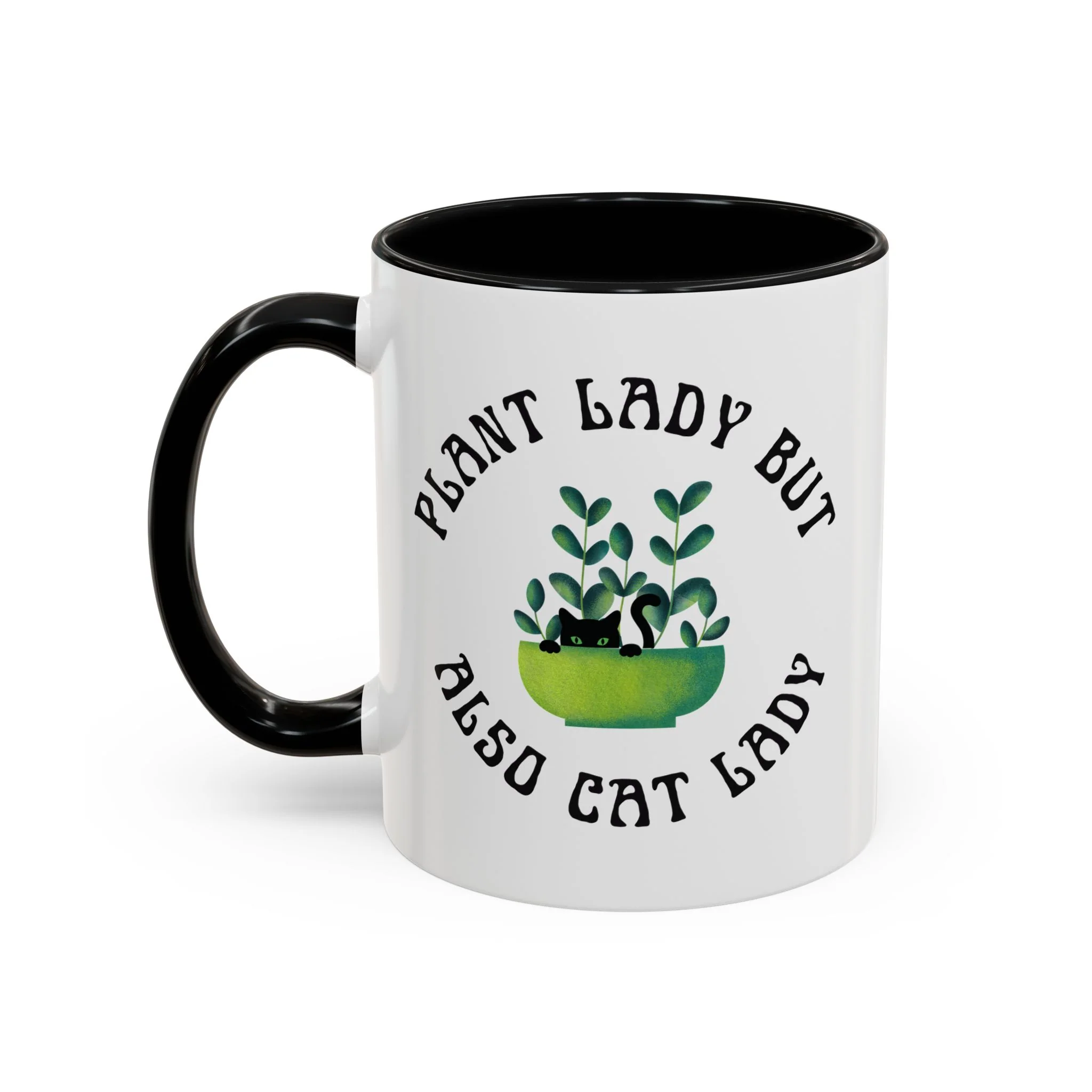 Plant Lady But Also Cat Lady Accent Coffee Mug 11oz - Image 4