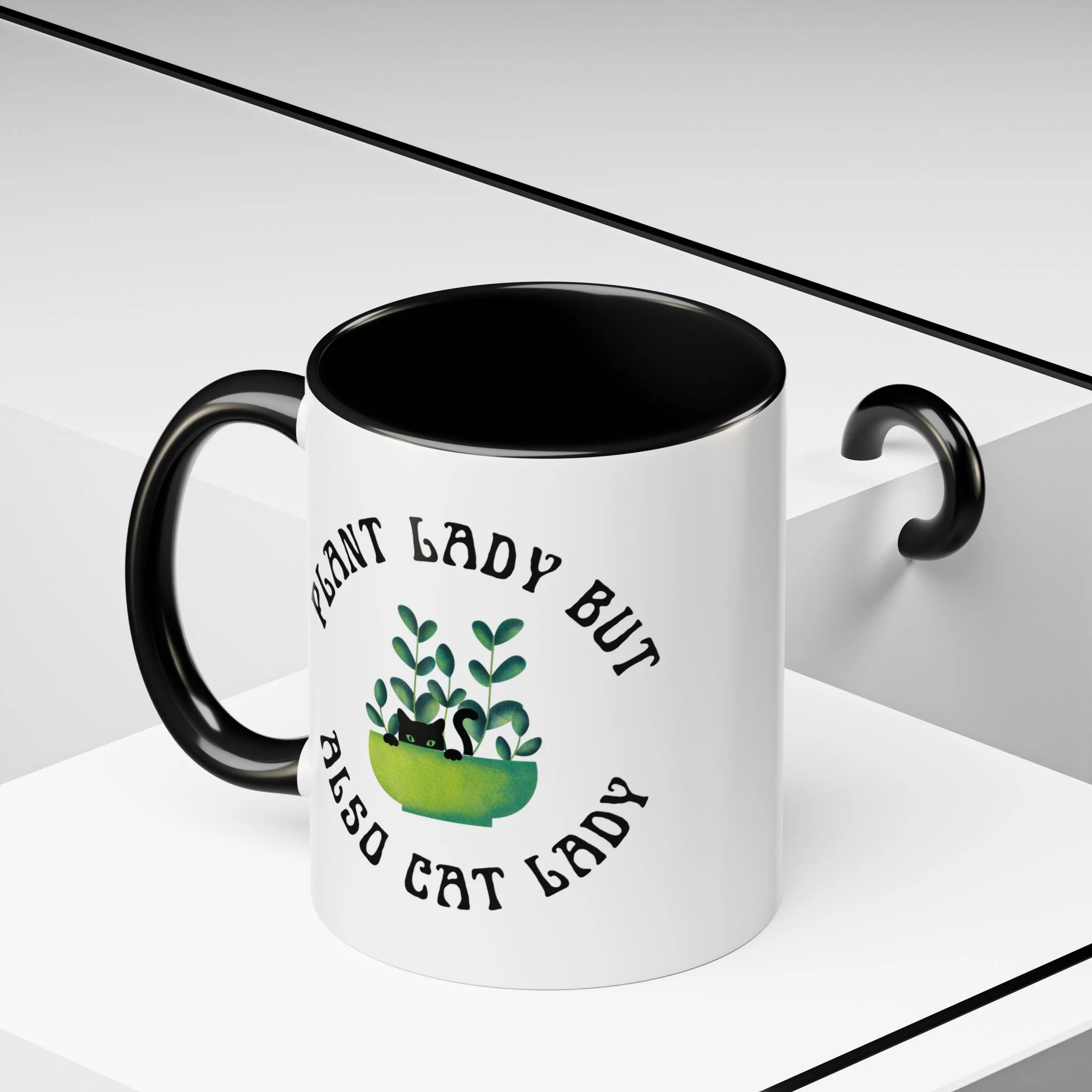 Plant Lady But Also Cat Lady Accent Coffee Mug 11oz - Image 6