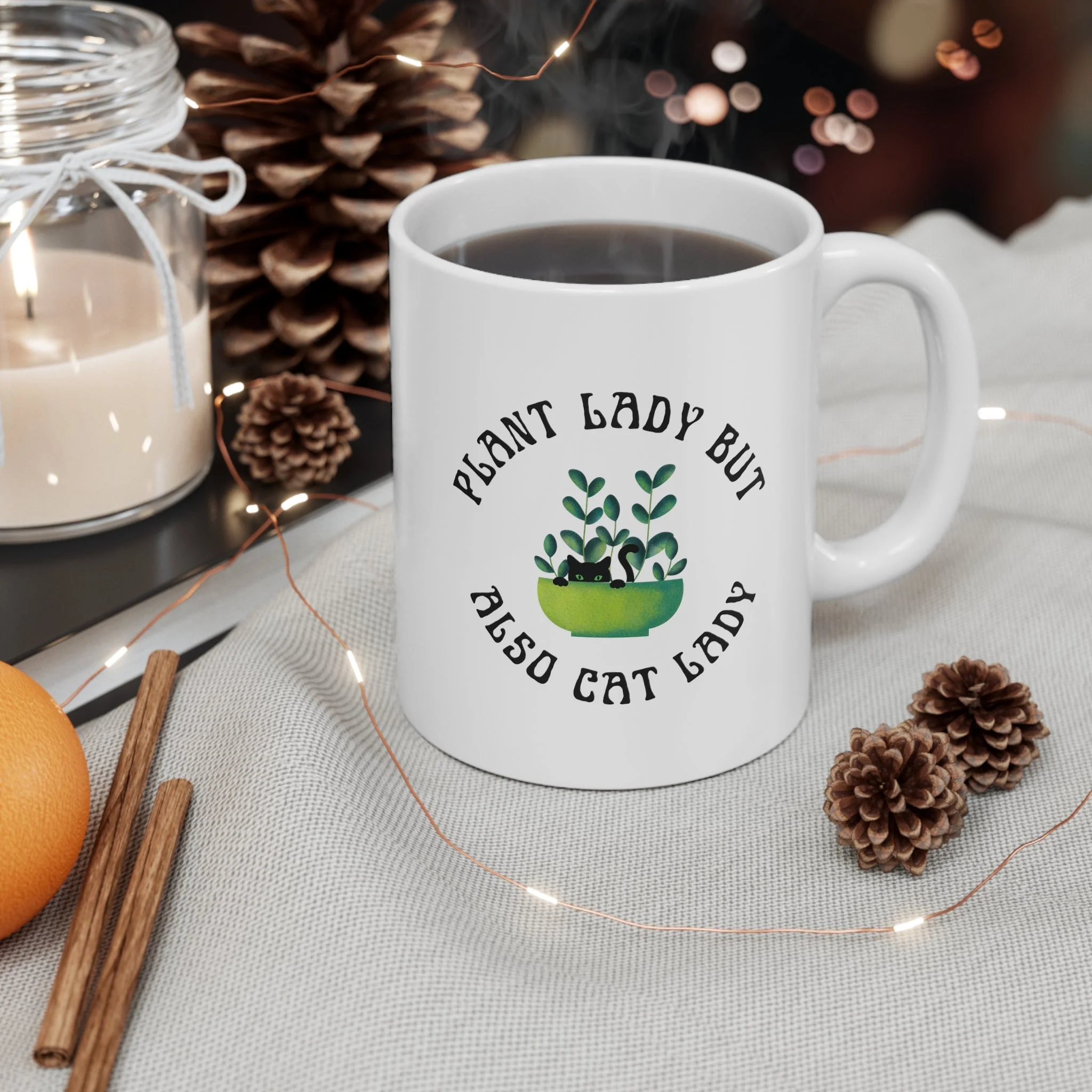 Plant Lady But Also Cat Lady Ceramic Mug 11oz - Image 5