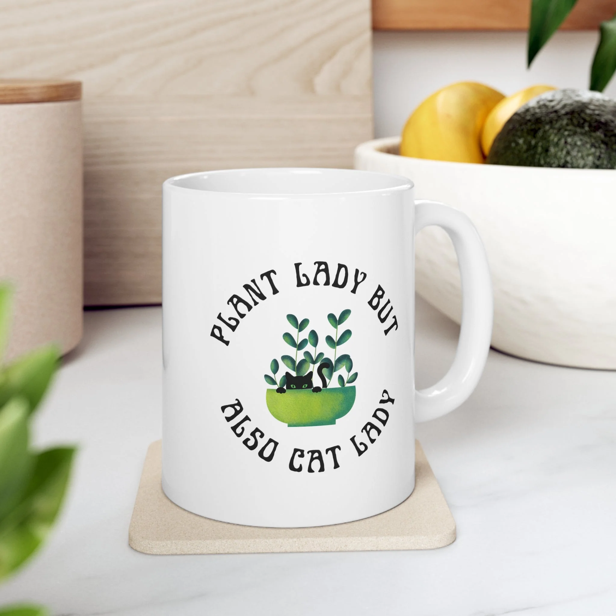 Plant Lady But Also Cat Lady Ceramic Mug 11oz - Image 7