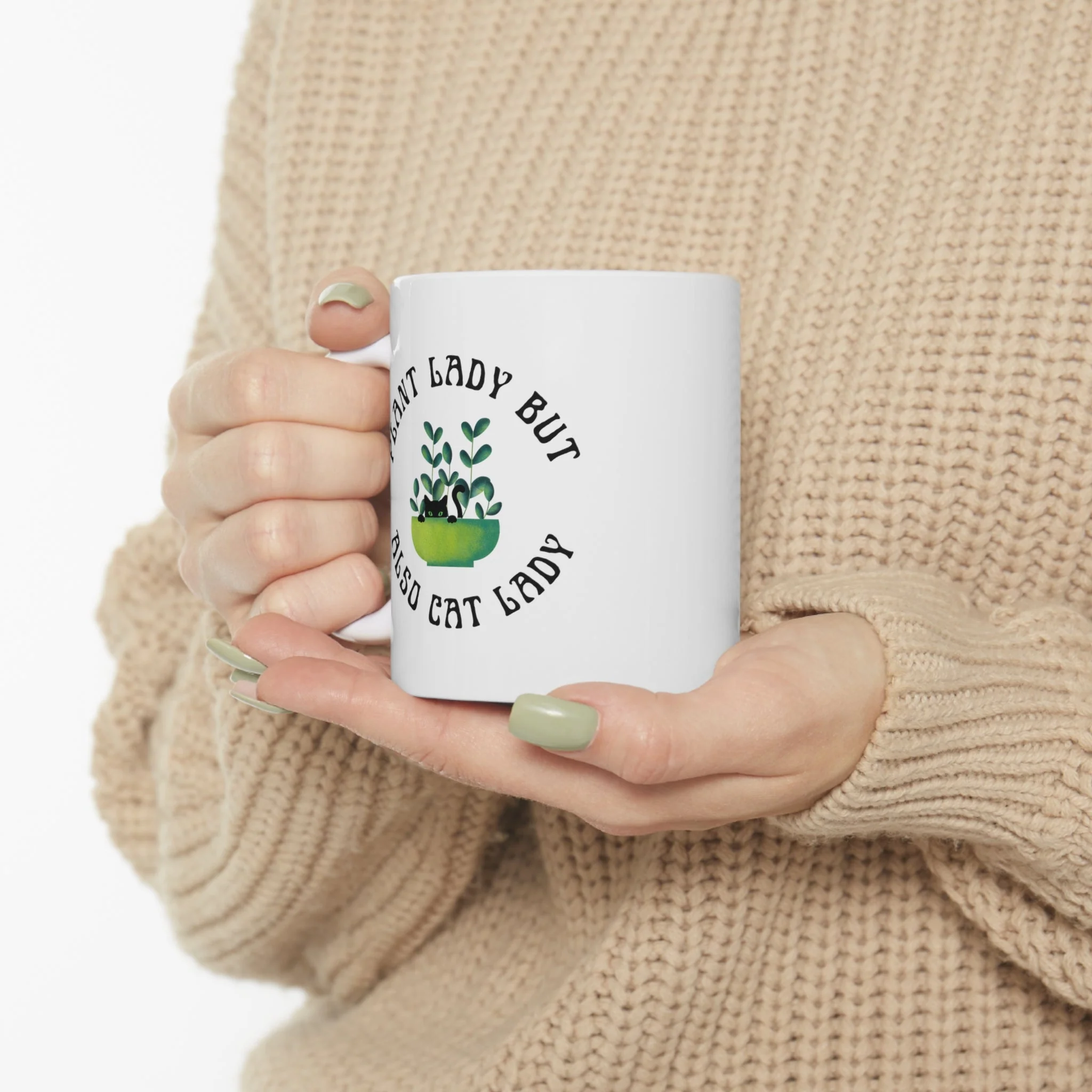 Plant Lady But Also Cat Lady Ceramic Mug 11oz - Image 9