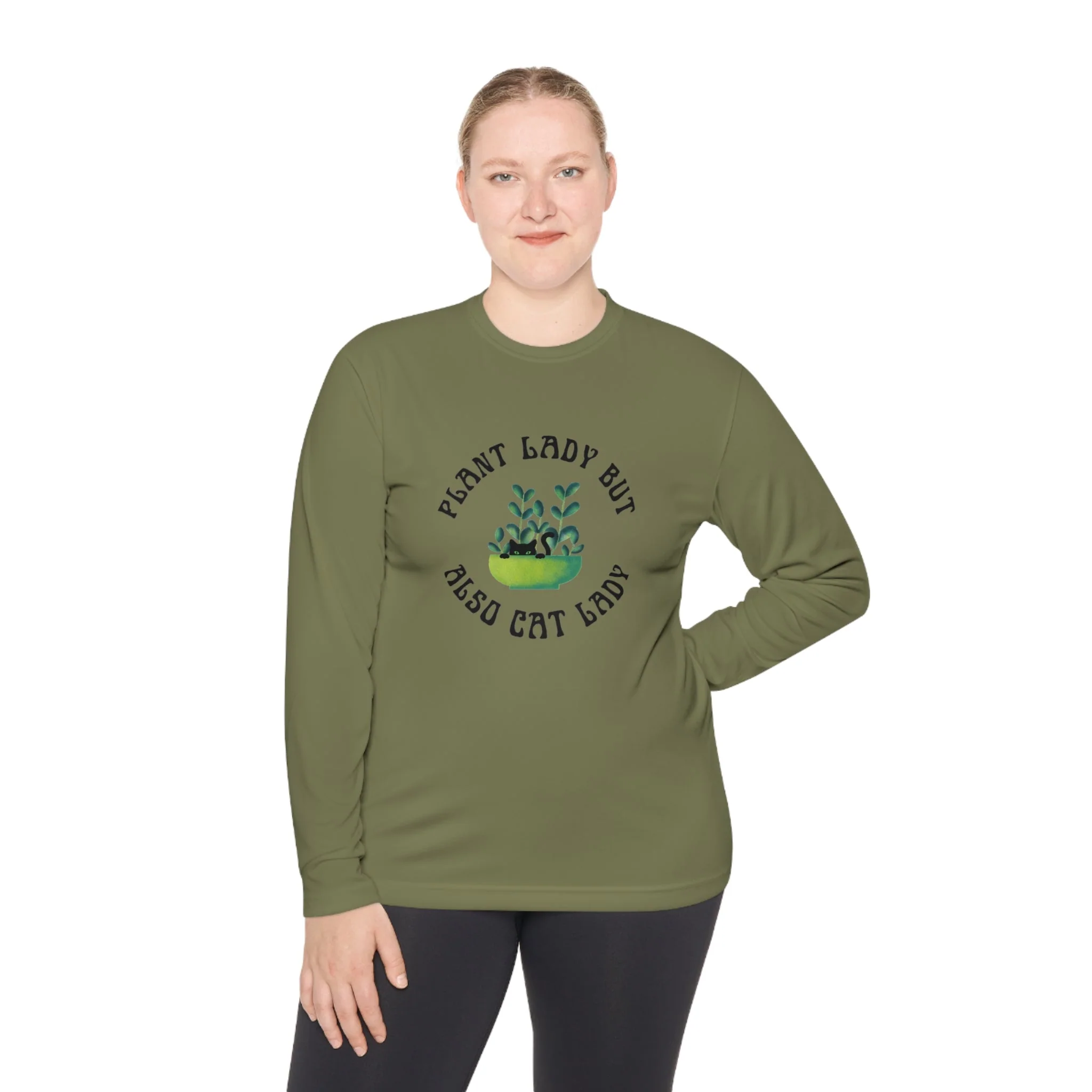 Plant Lady But Also Cat Lady Unisex Lightweight Long Sleeve Tee (Sizes through 4X) - Image 10