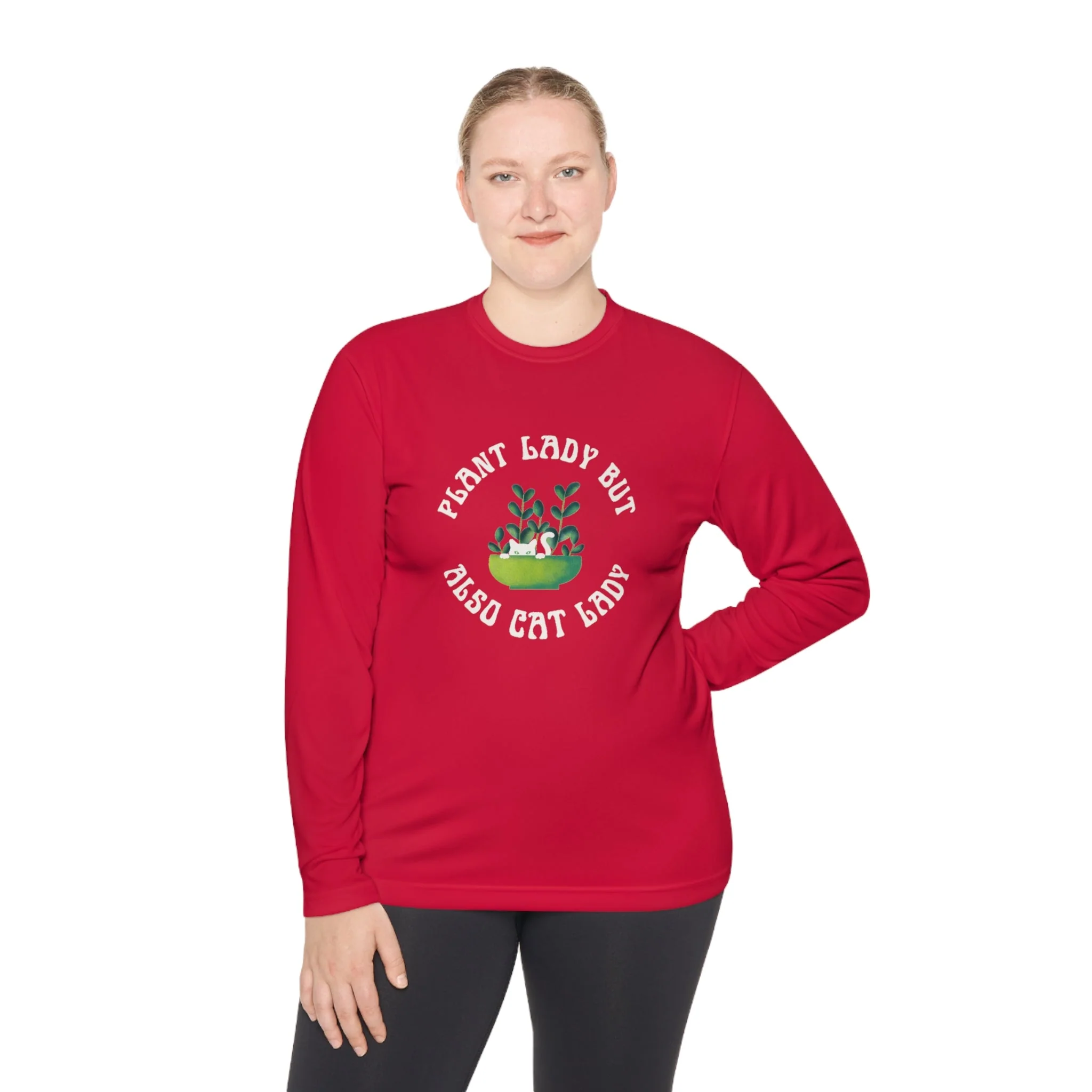 Plant Lady But Also Cat Lady Unisex Lightweight Long Sleeve Tee (Sizes through 4X) - Image 6