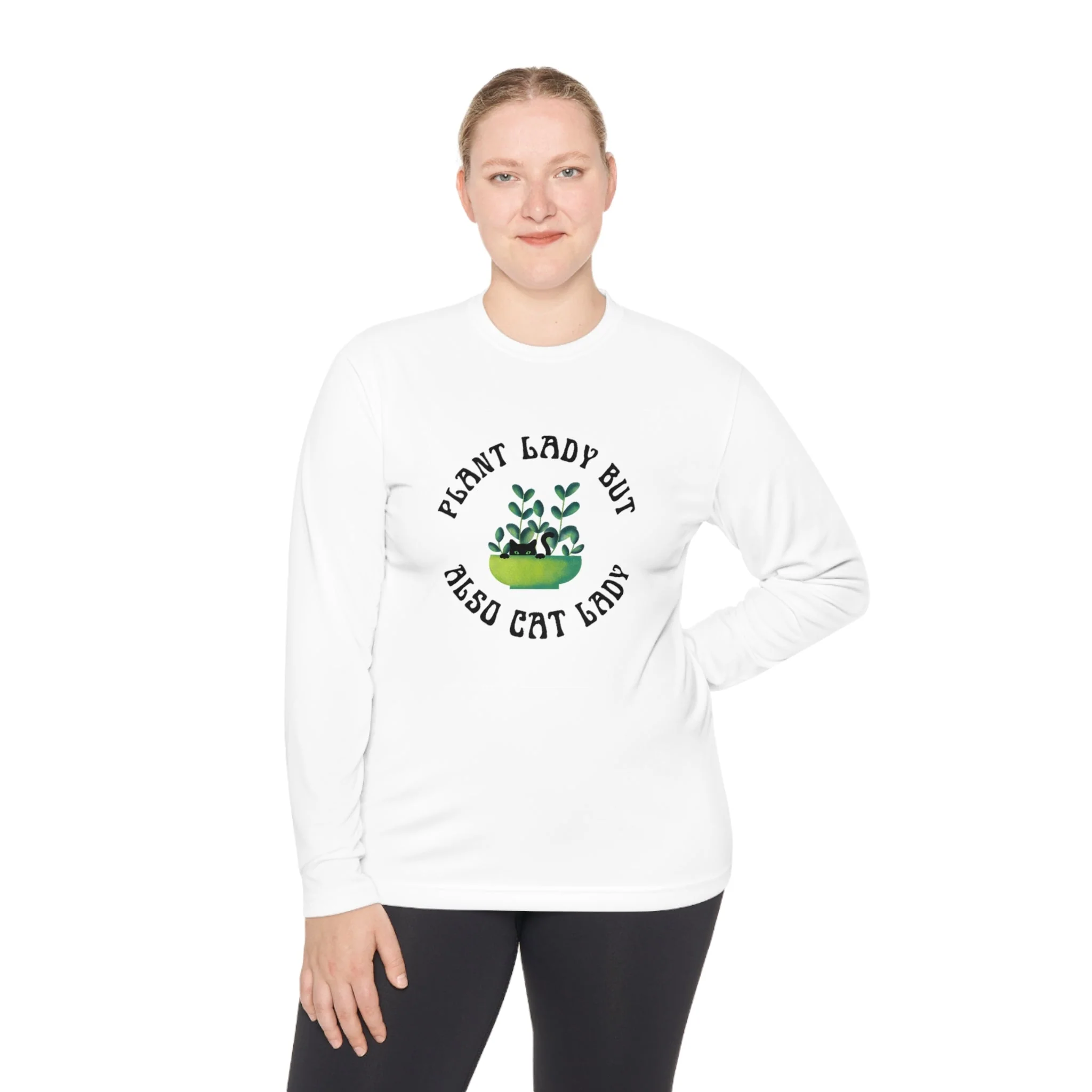 Plant Lady But Also Cat Lady Unisex Lightweight Long Sleeve Tee (Sizes through 4X) - Image 8