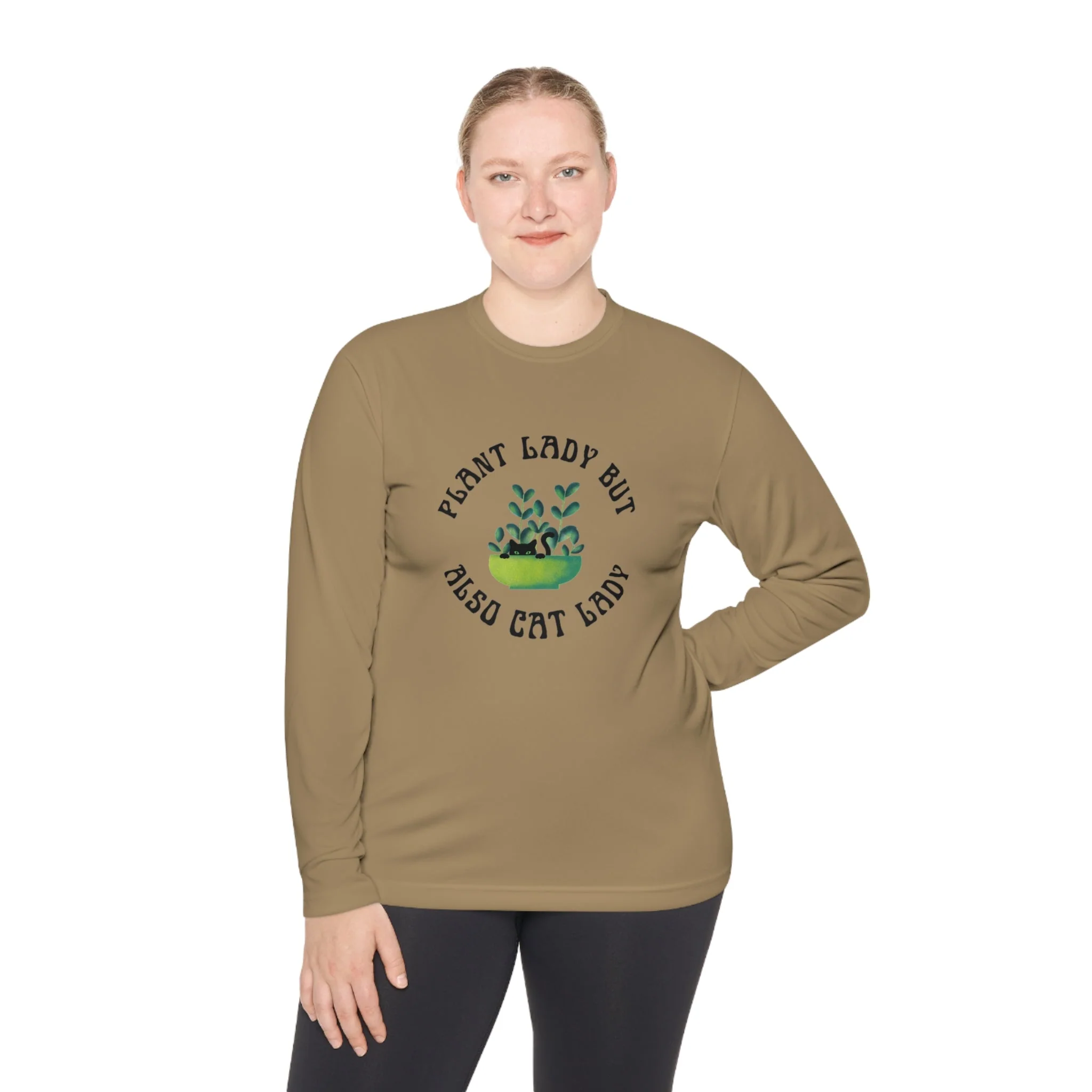 Plant Lady But Also Cat Lady Unisex Lightweight Long Sleeve Tee (Sizes through 4X) - Image 9