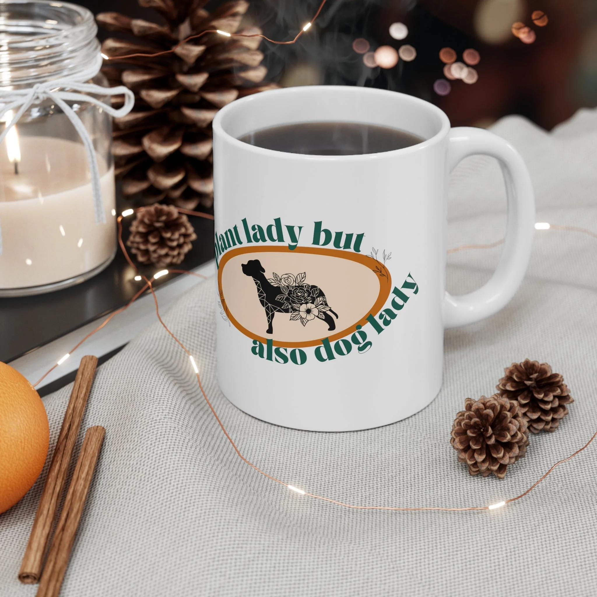 Plant Lady But Also Dog Lady Ceramic Mug 11oz - Image 5