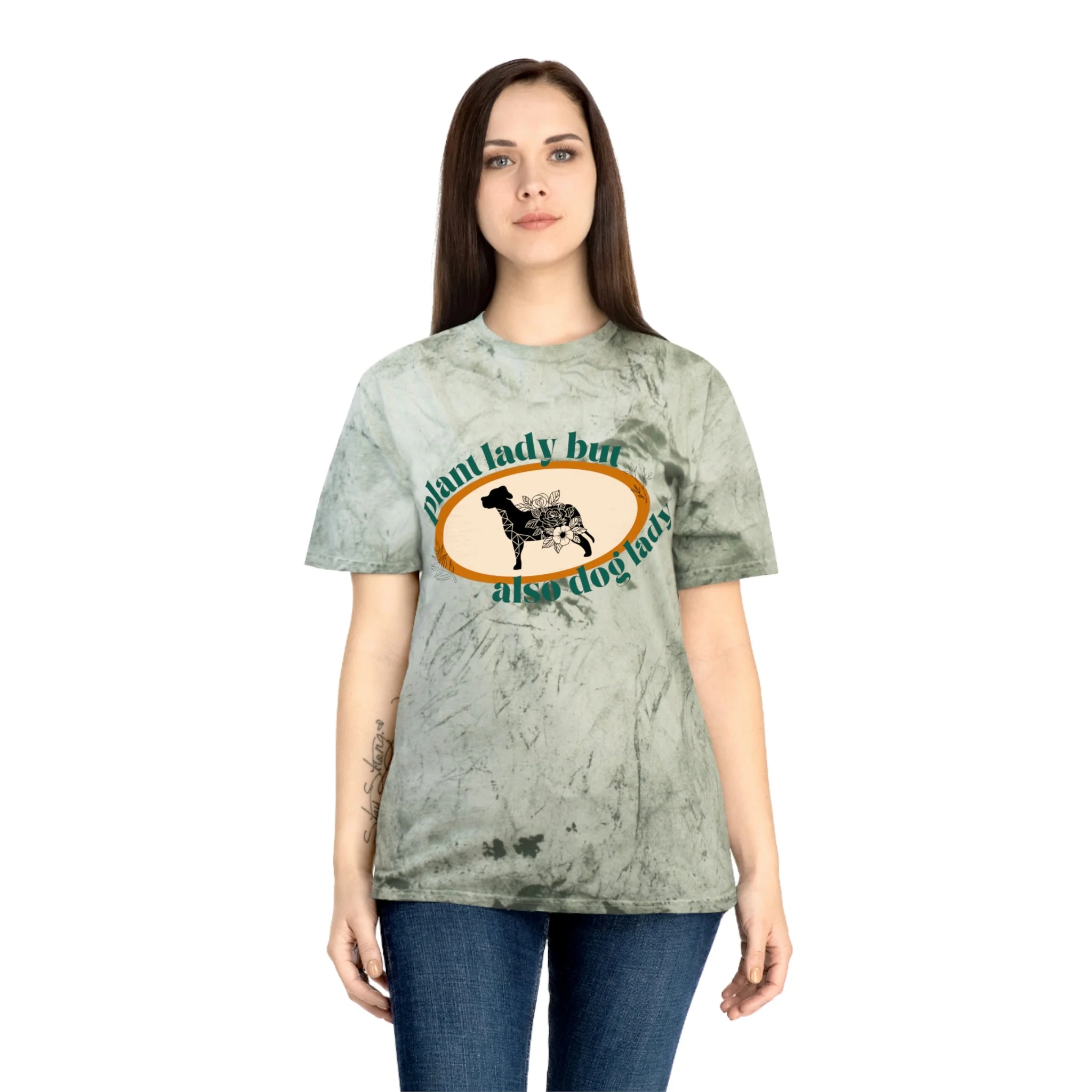 Plant Lady But Also Dog Lady Color Blast T-Shirt - Image 3