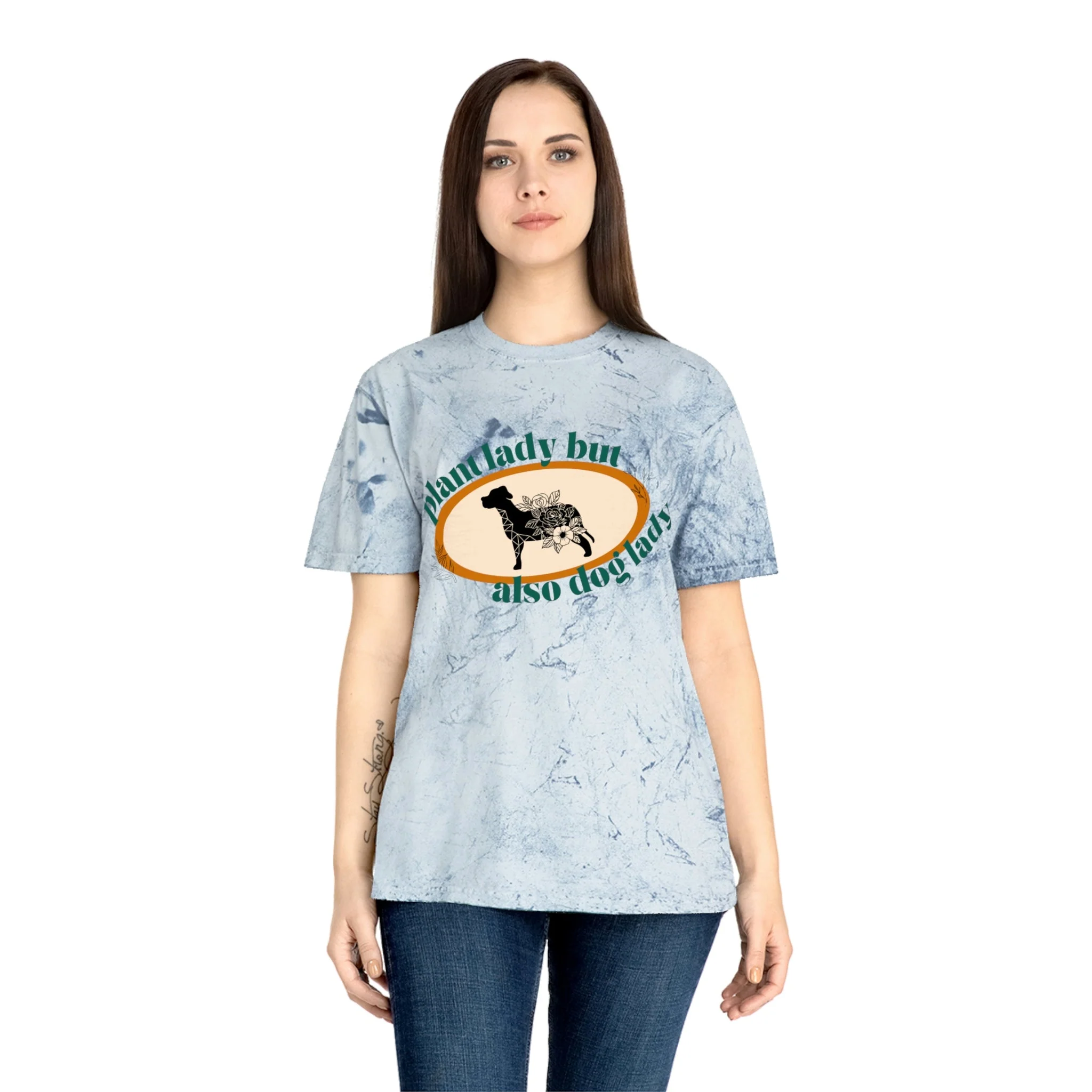 Plant Lady But Also Dog Lady Color Blast T-Shirt - Image 9