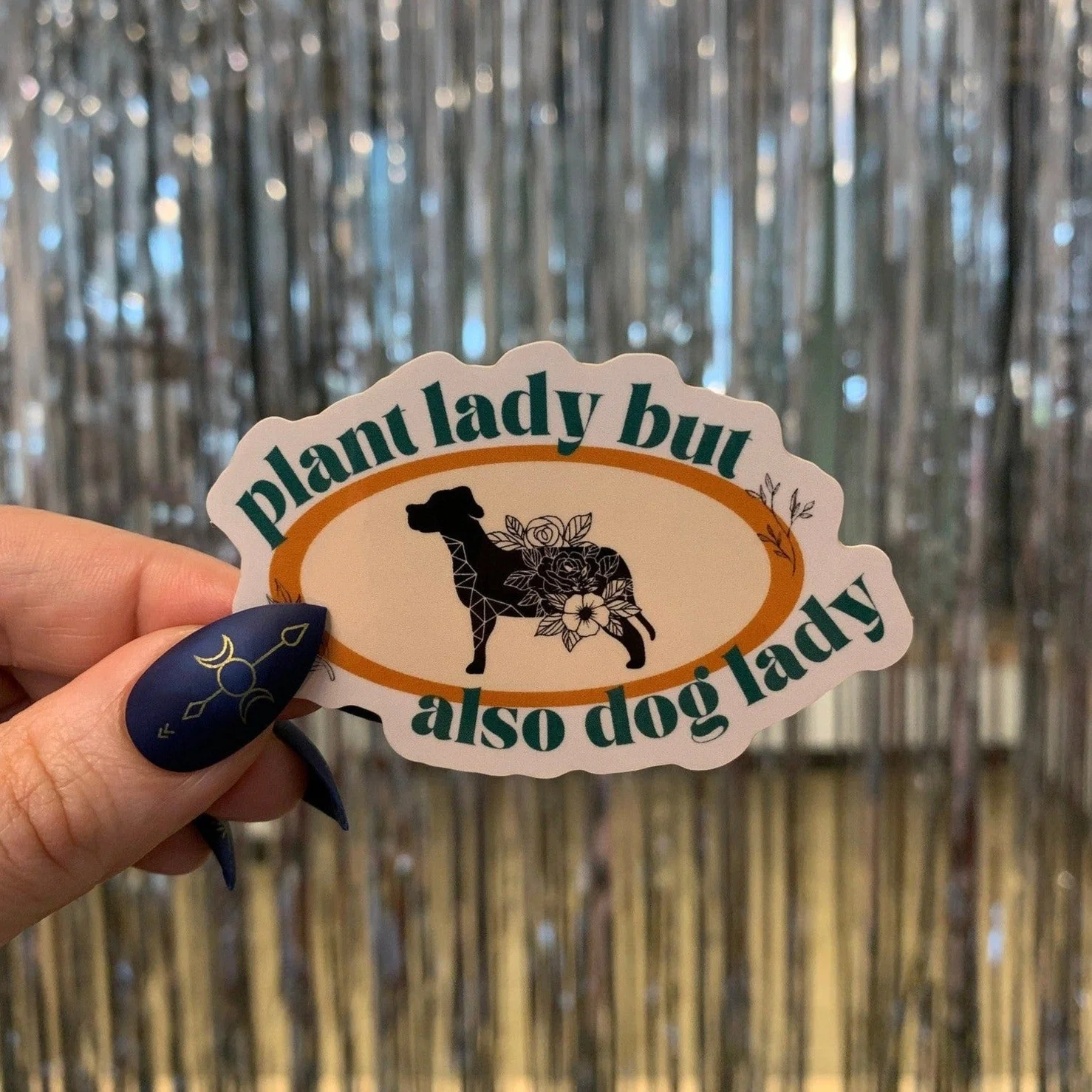 Plant Lady But Also Dog Lady Glossy Die Cut Vinyl Sticker 3in x 1.88in - Image 4