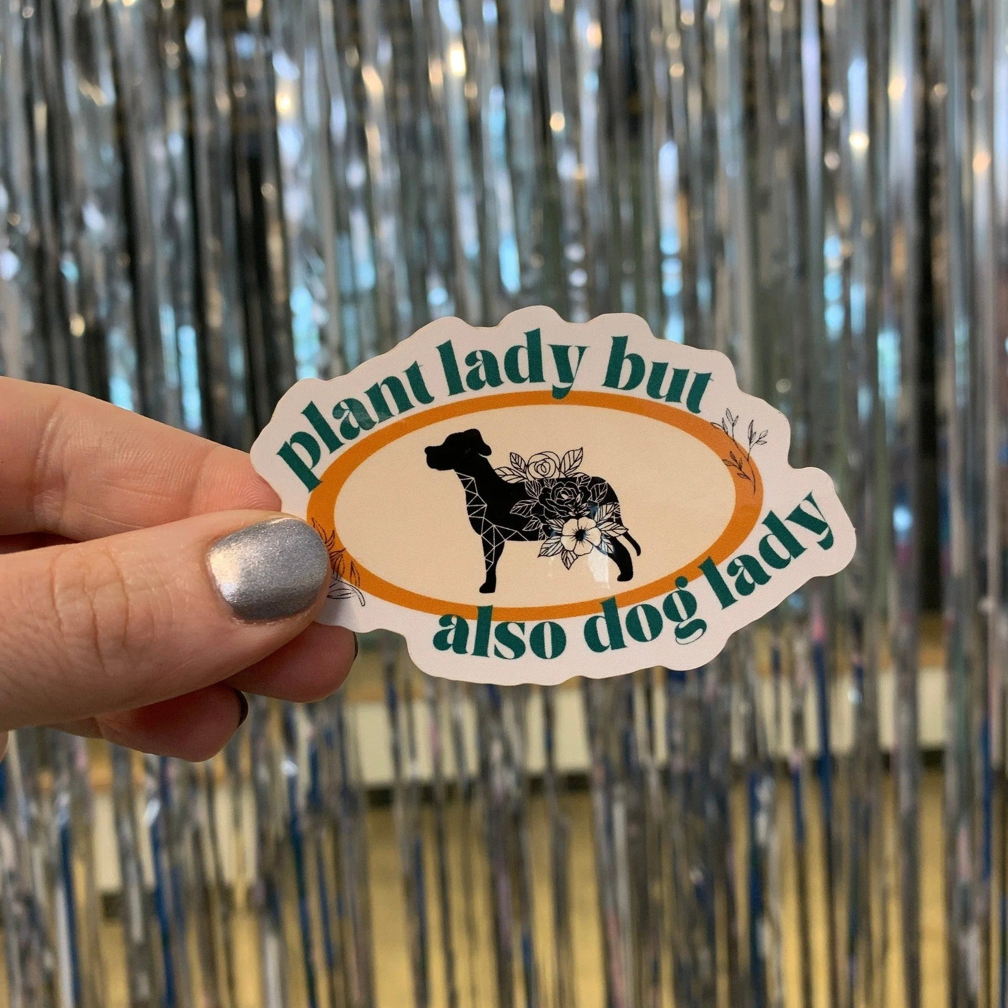 Plant Lady But Also Dog Lady Glossy Die Cut Vinyl Sticker 3in x 1.88in - Image 6
