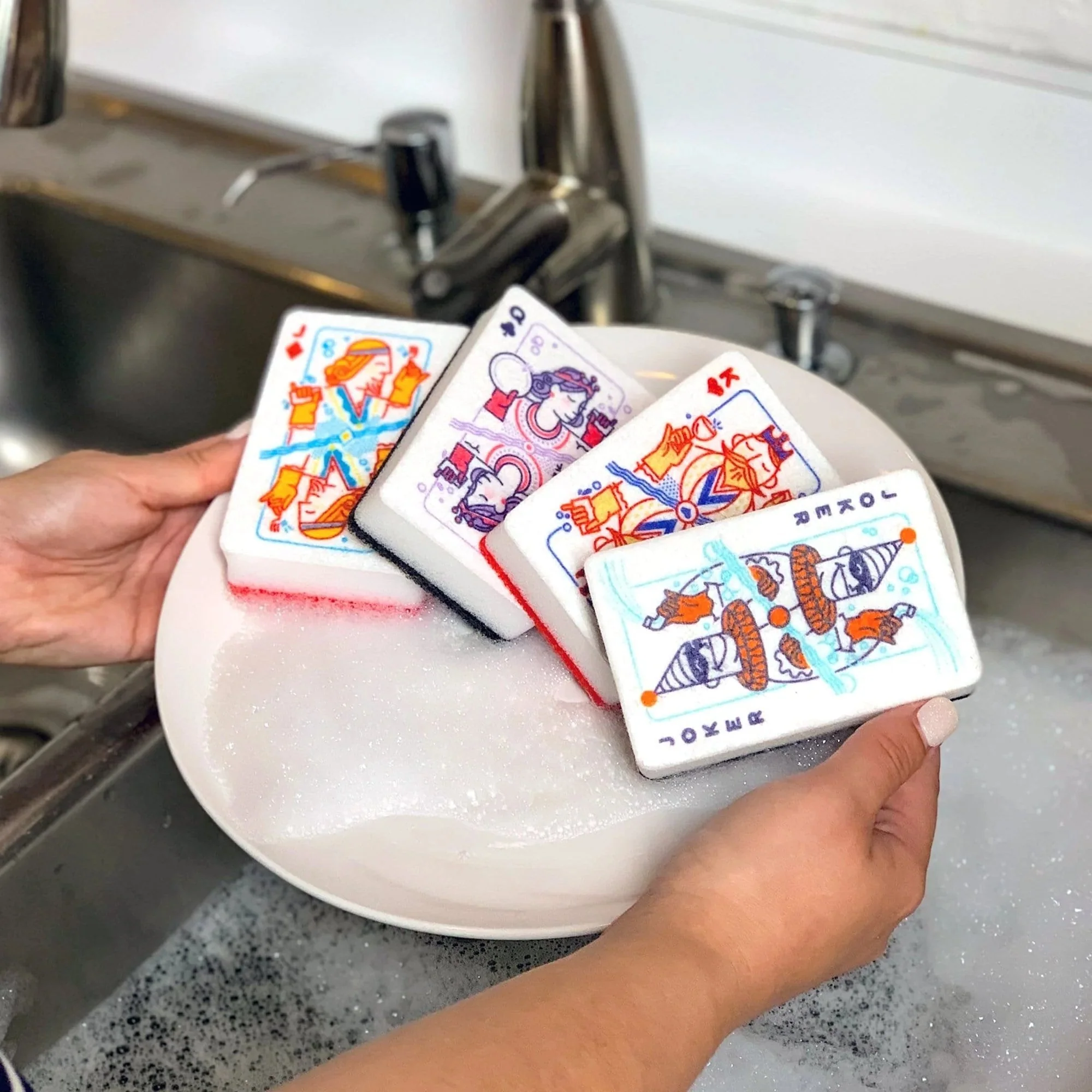 Clean House Playing Card Kitchen Sponges | Set of 4 - Image 3