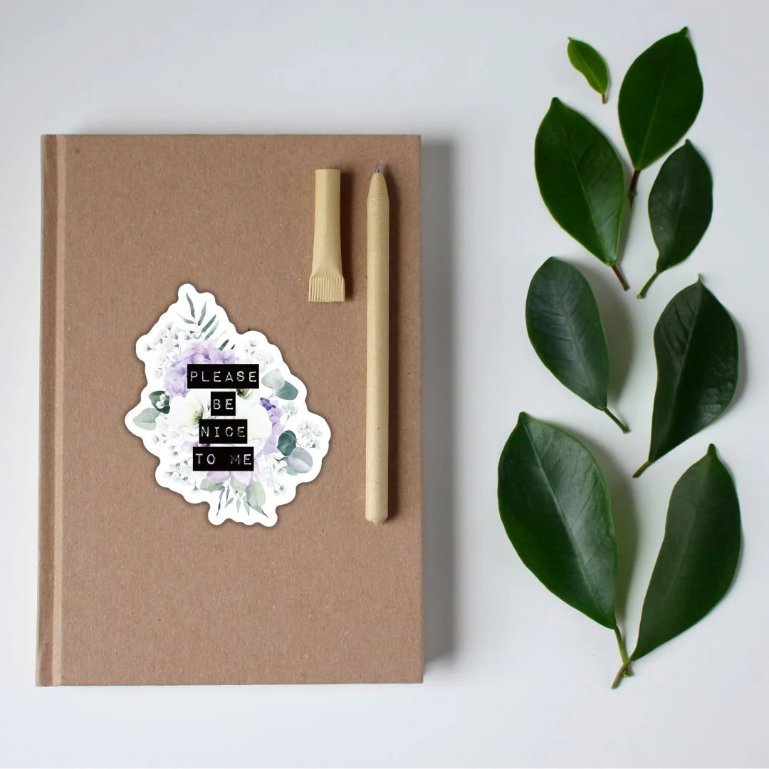 Please Be Nice To Me | Floral Vinyl Die Cut Sticker - Image 4