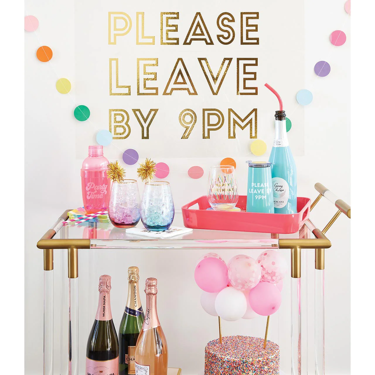 Please Leave by 9PM Champagne Tumbler in Teal | Stainless Steel To-Go Cup - Image 3