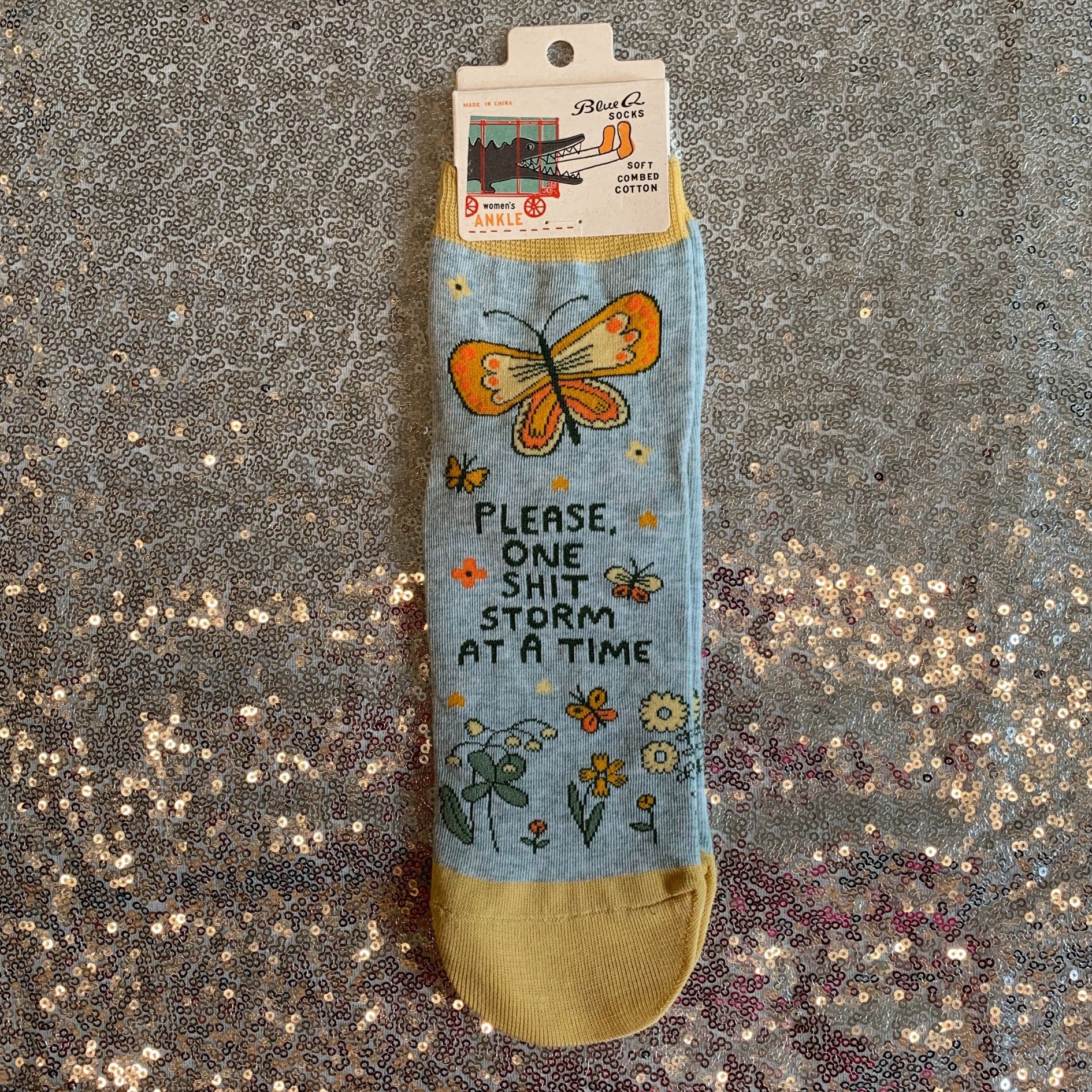 Please One Shitstorm At A Time Women's Ankle Socks | BlueQ at GetBullish - Image 2