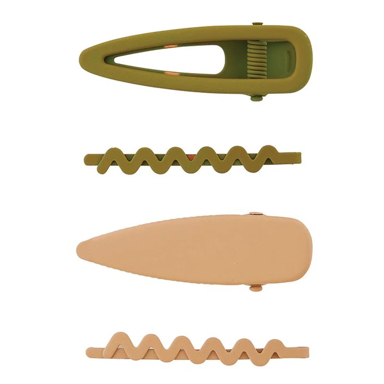 Pomchies Barrette Set | Hair Clips in Olive Camo & Black/Nude - Image 3
